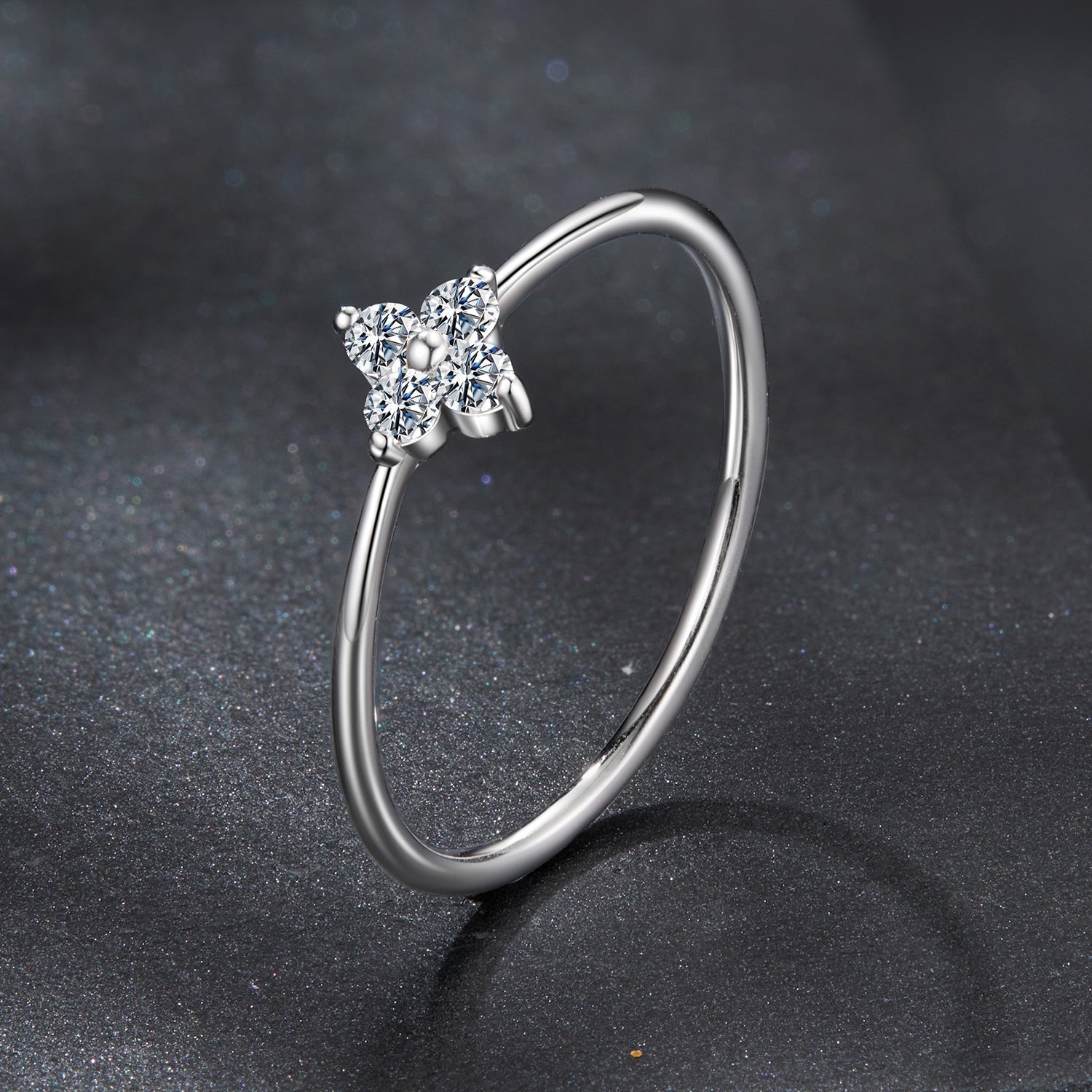 Four-Petal Clover Moissanite Ring | Sterling Silver