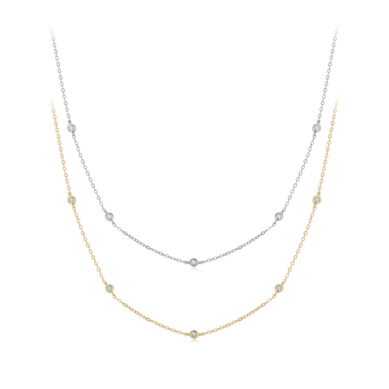 Delicate Moissanite Collarbone Necklace | Sterling Silver