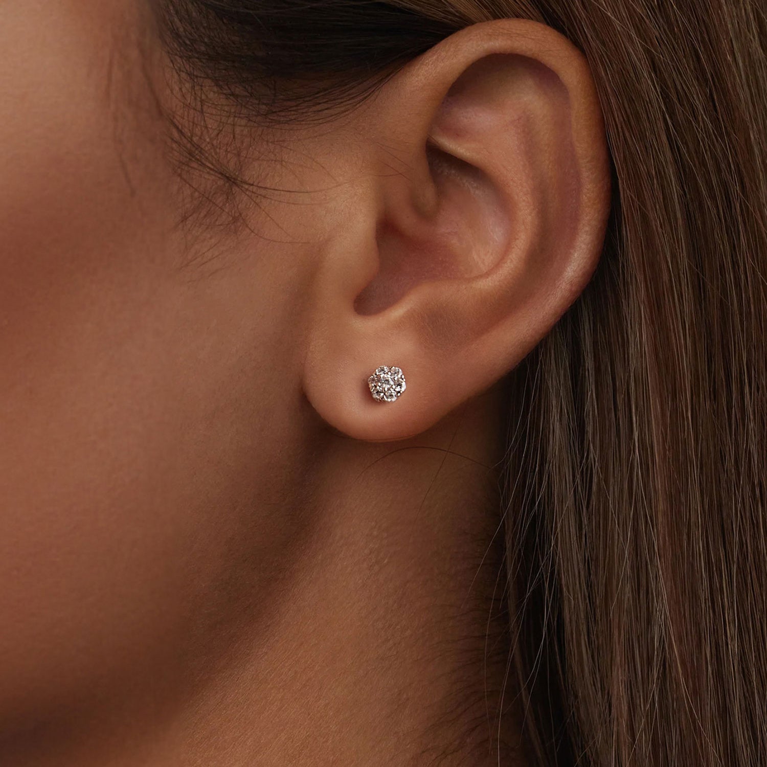 Floral Cluster Moissanite Stud Earrings | Screw-Back in Sterling Silver