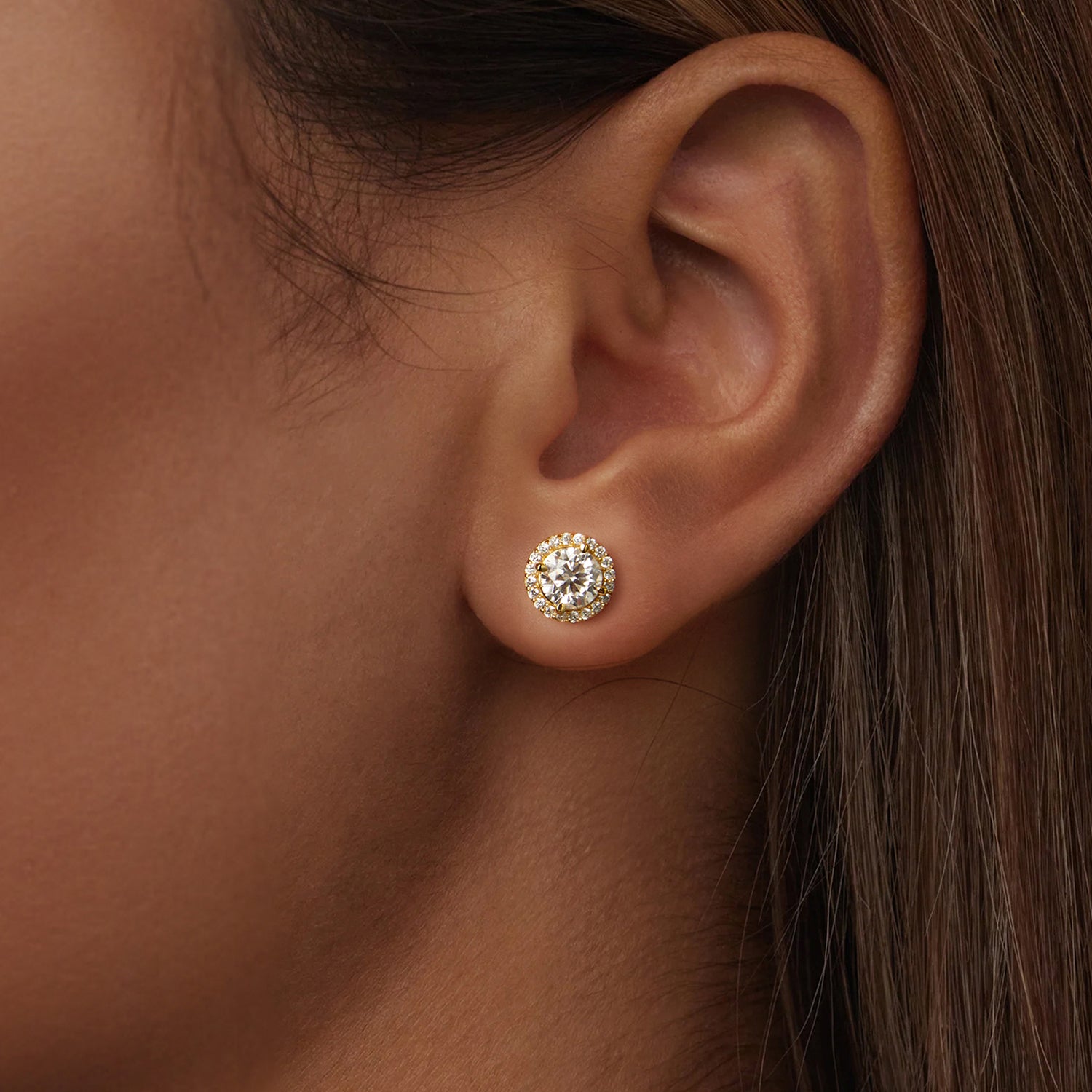 Halo Moissanite Stud Earrings | Sterling Silver
