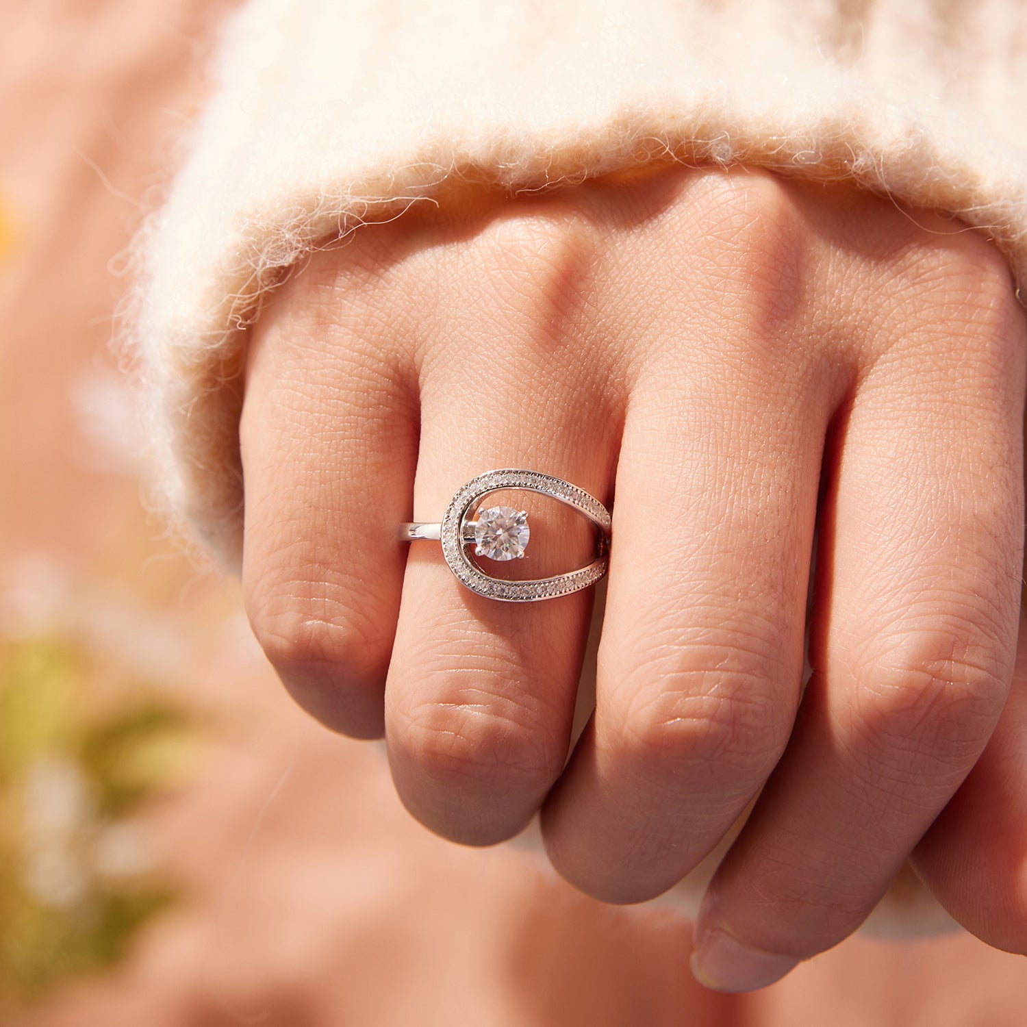 Swirl Pavé Moissanite Ring | Sterling Silver