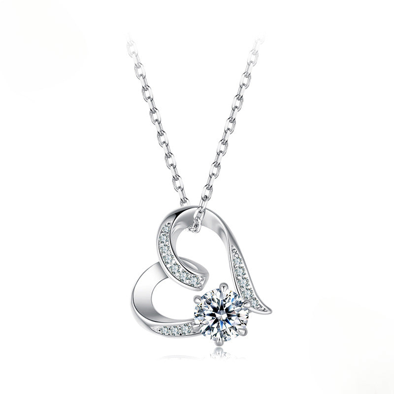 Heart Moissanite Necklace | Sterling Silver