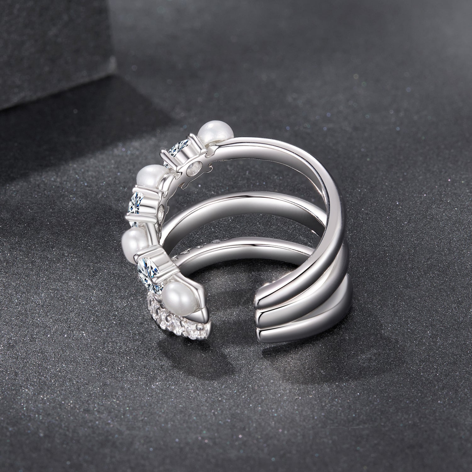 Pearl & Moissanite Ear Cuff | No Piercing Sterling Silver