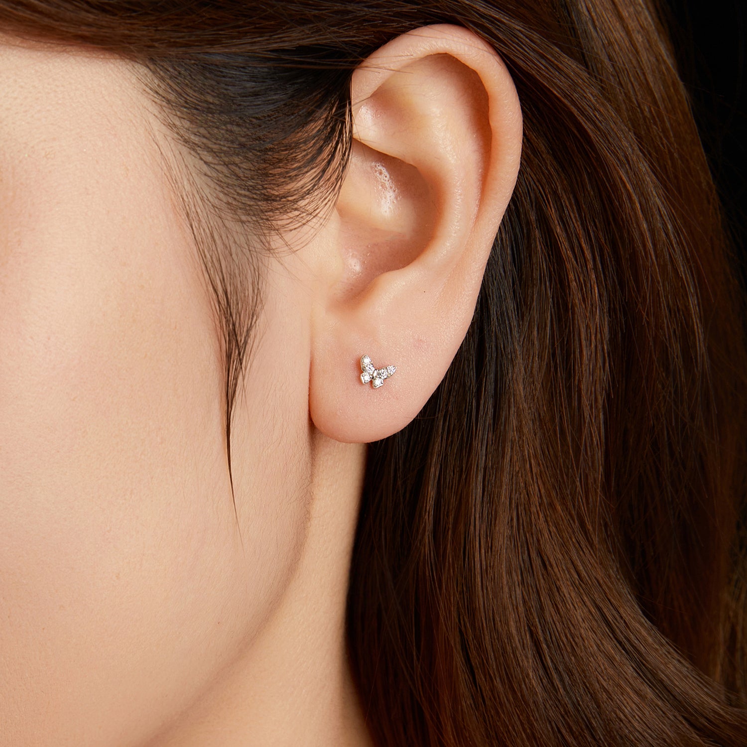 Delicate Butterfly Moissanite Stud Earrings | Sterling Silver