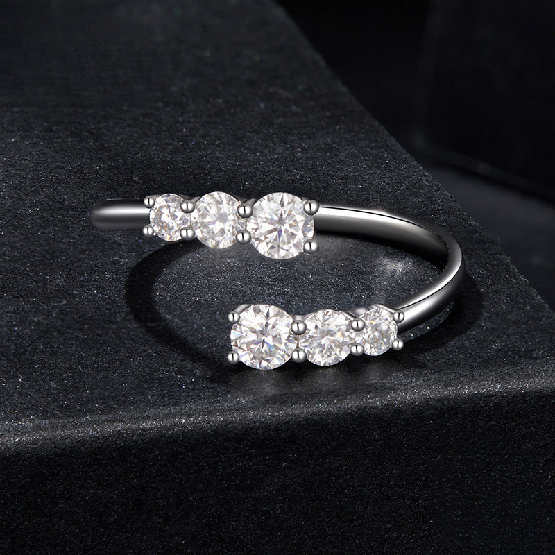Shining Open Moissanite Ring | Sterling Silver