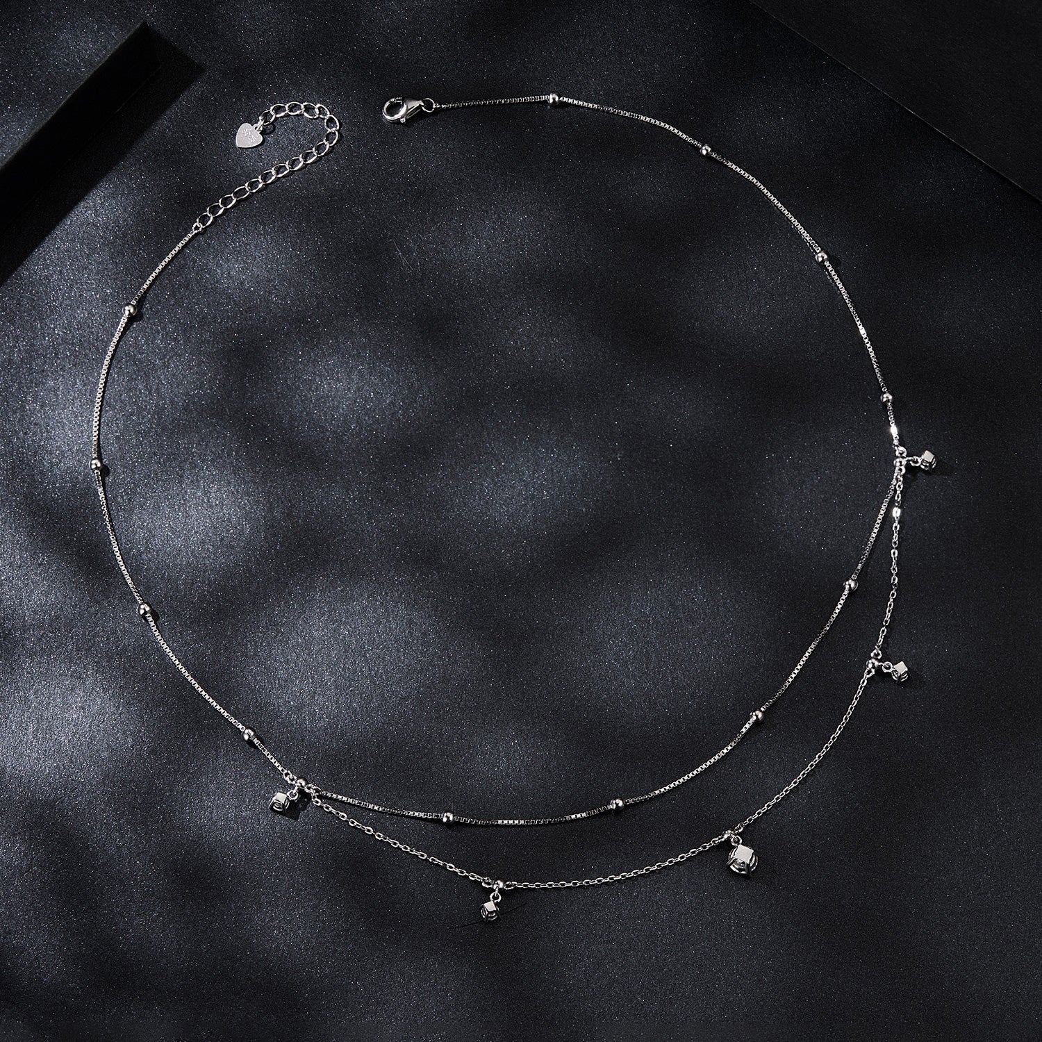 Layered Double-Strand Moissanite Tassel Necklace | Sterling Silver