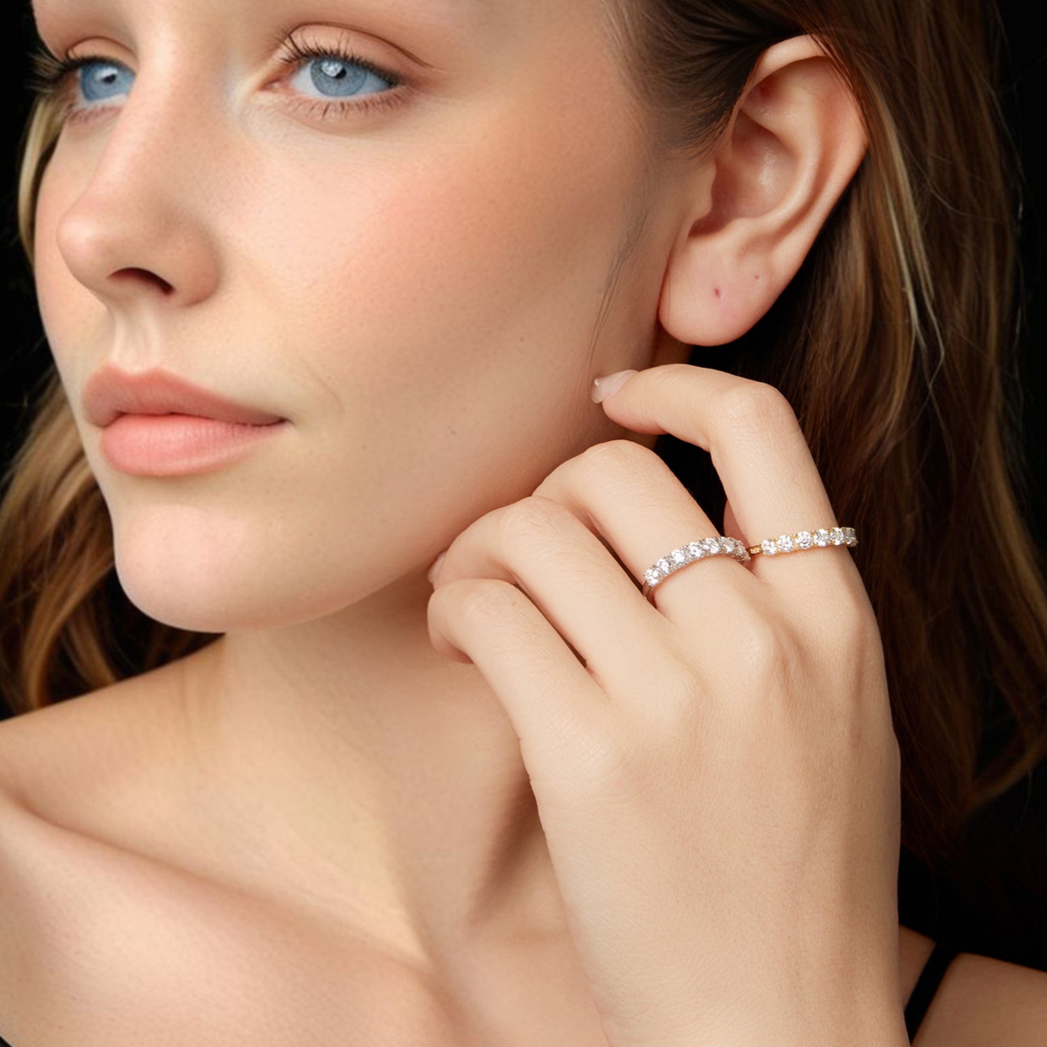 Textured Pavé Moissanite Ring | Sterling Silver