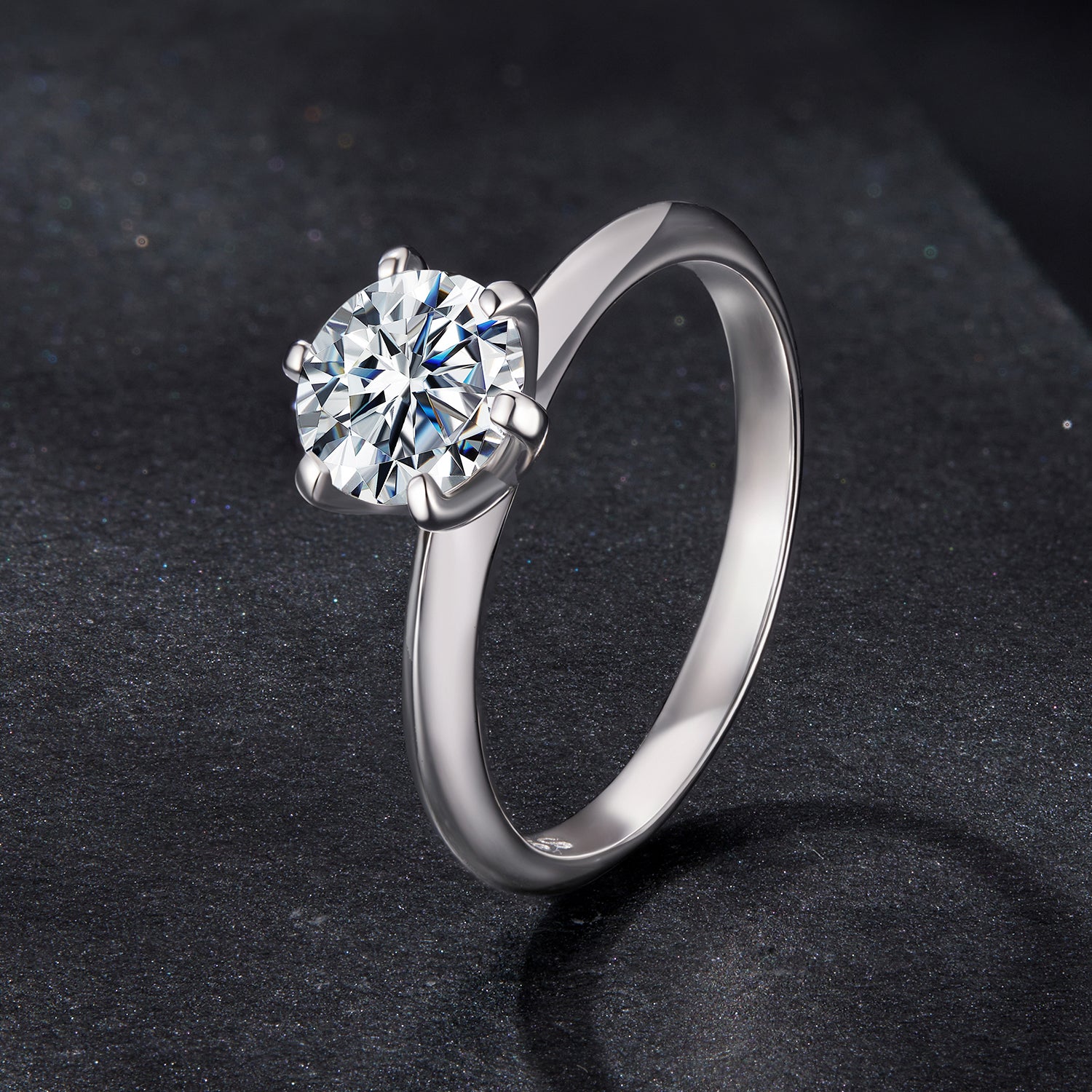 Classic Solitaire Moissanite Engagement Ring | Sterling Silver
