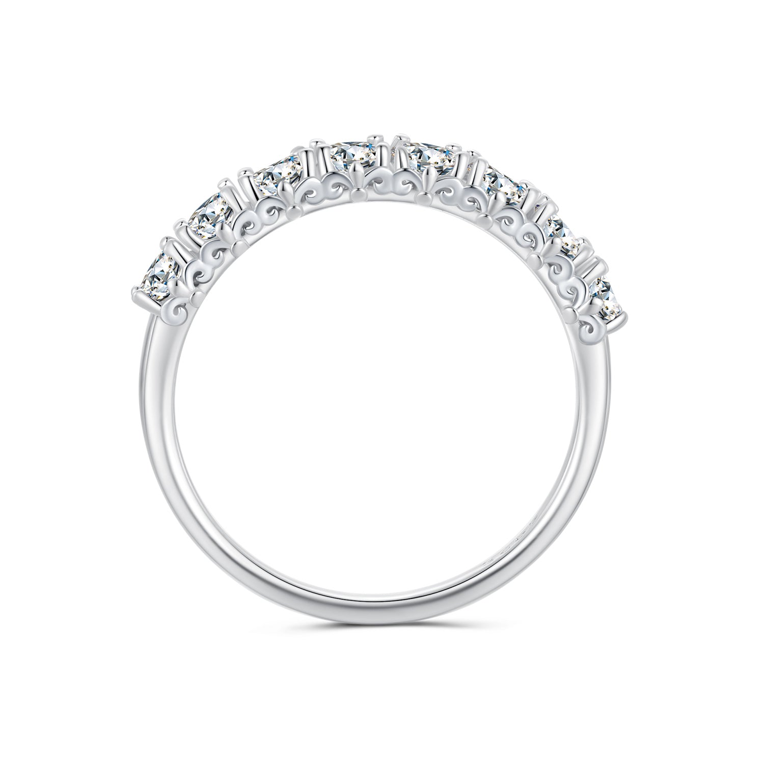 Textured Pavé Moissanite Ring | Sterling Silver