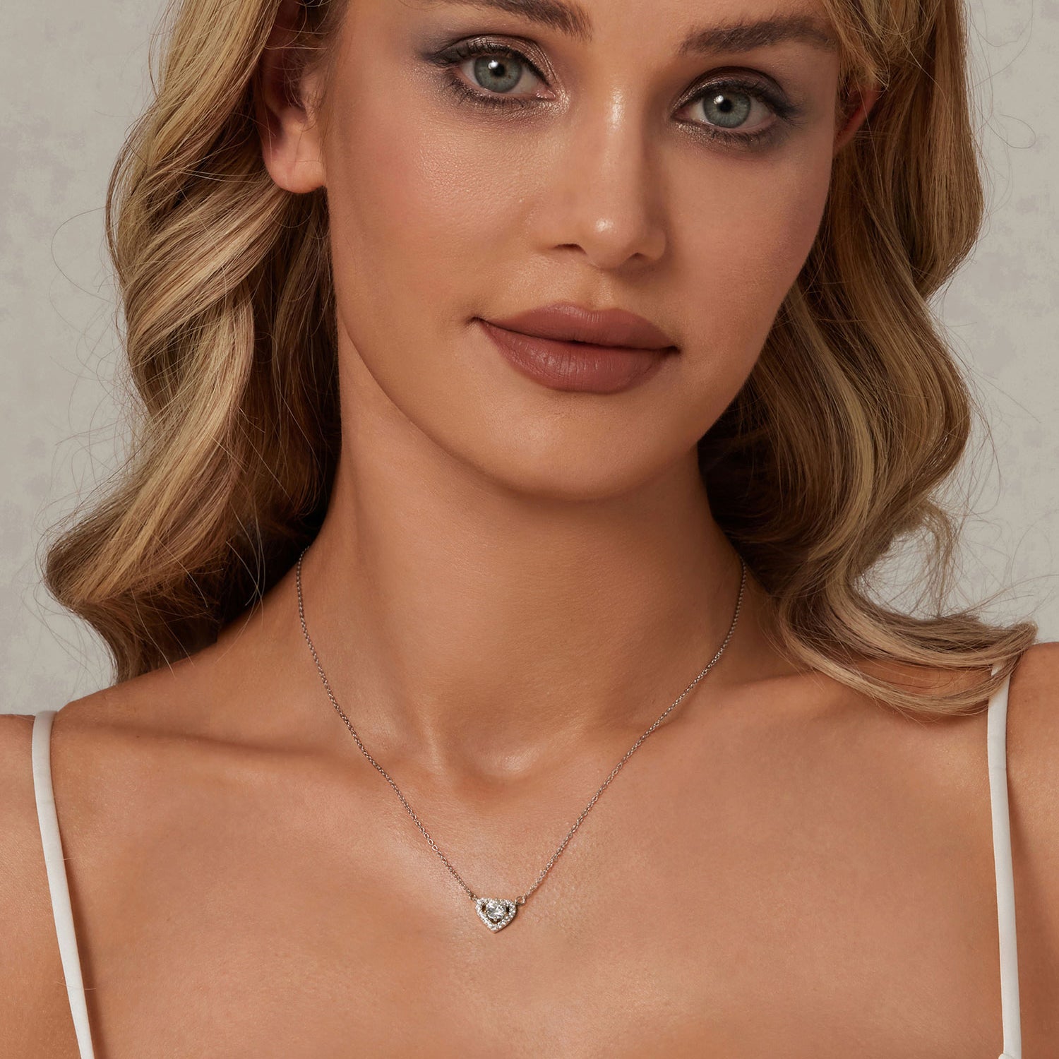 Heart Halo Moissanite Necklace | Sterling Silver
