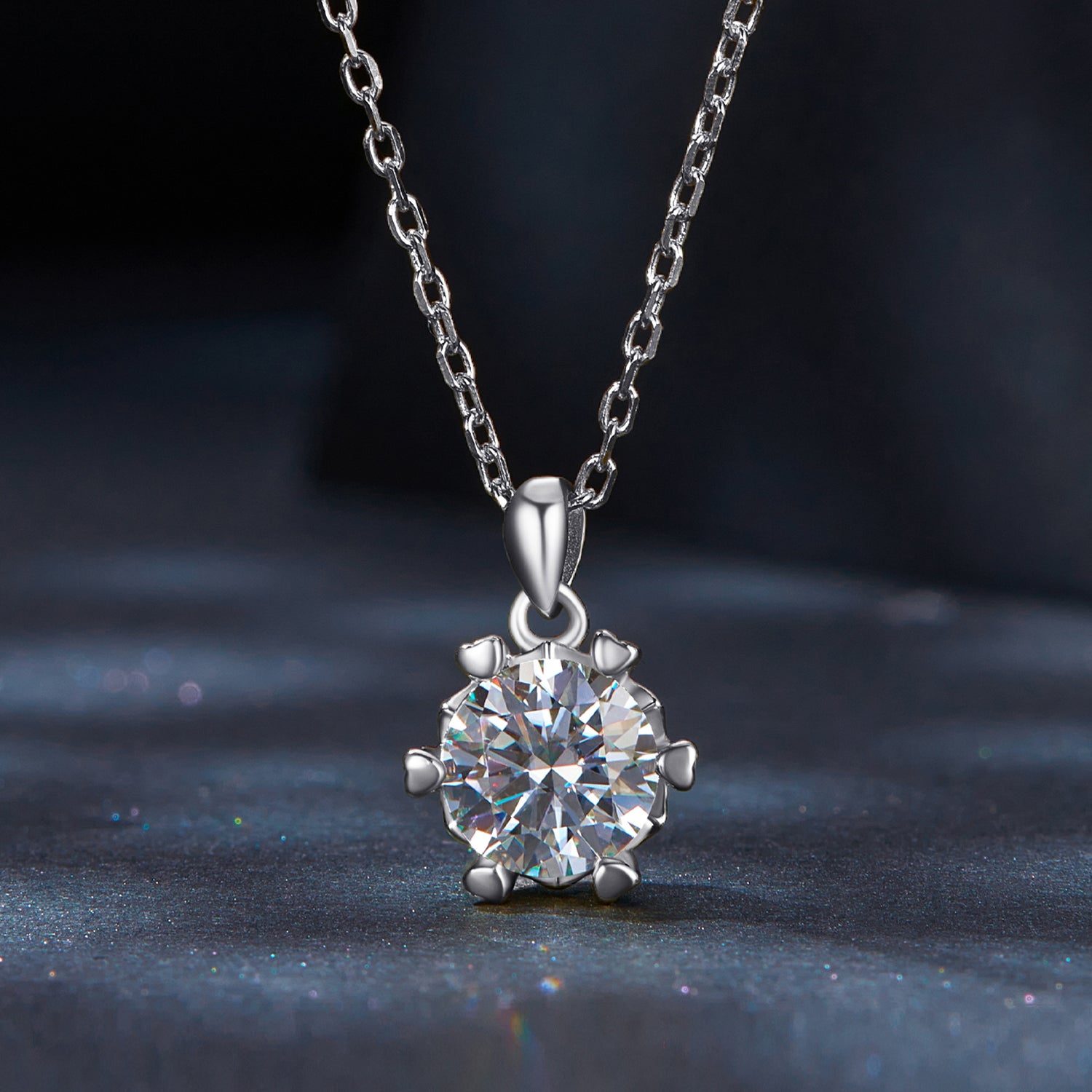 Hexagon Moissanite Pendant Necklace | 1 Carat in Sterling Silver