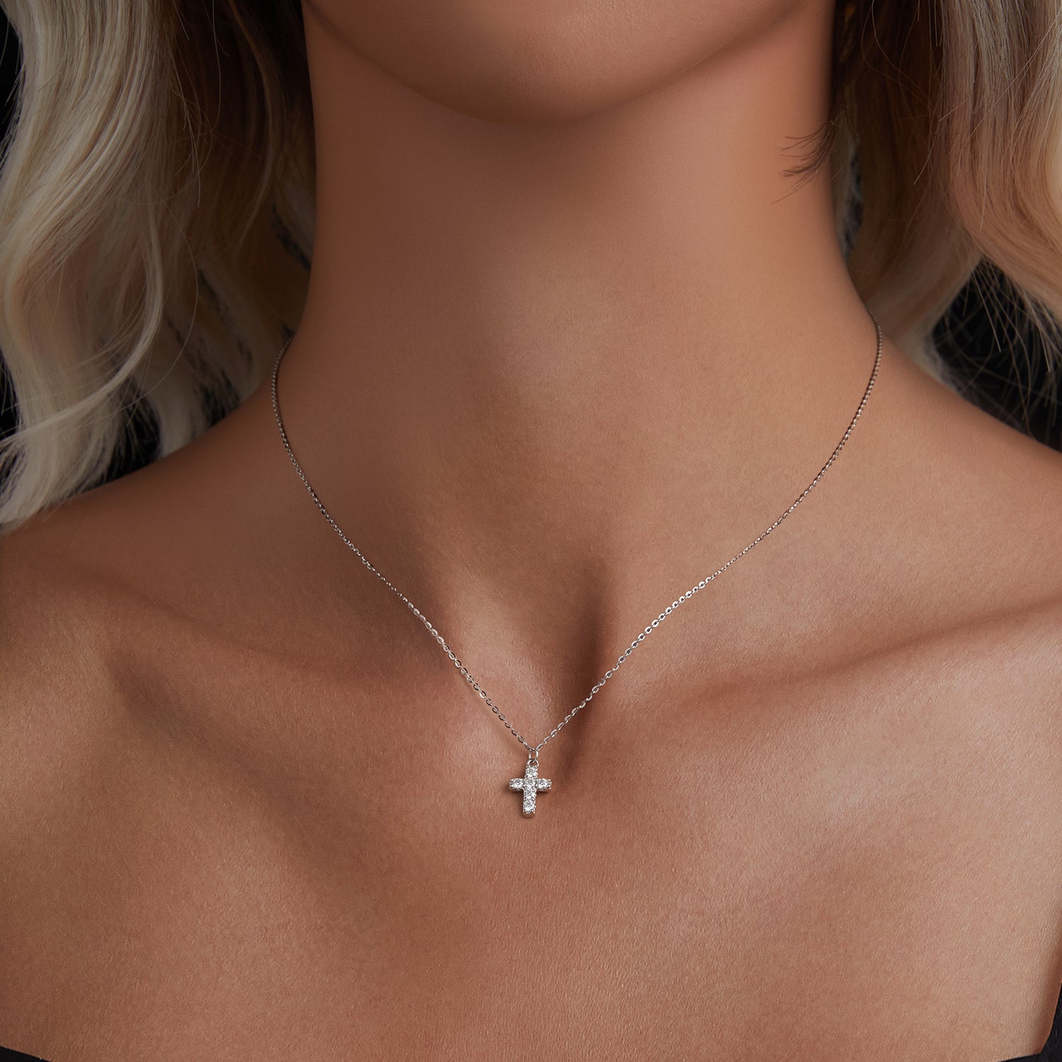 Cross Pavé Necklace | Sterling Silver