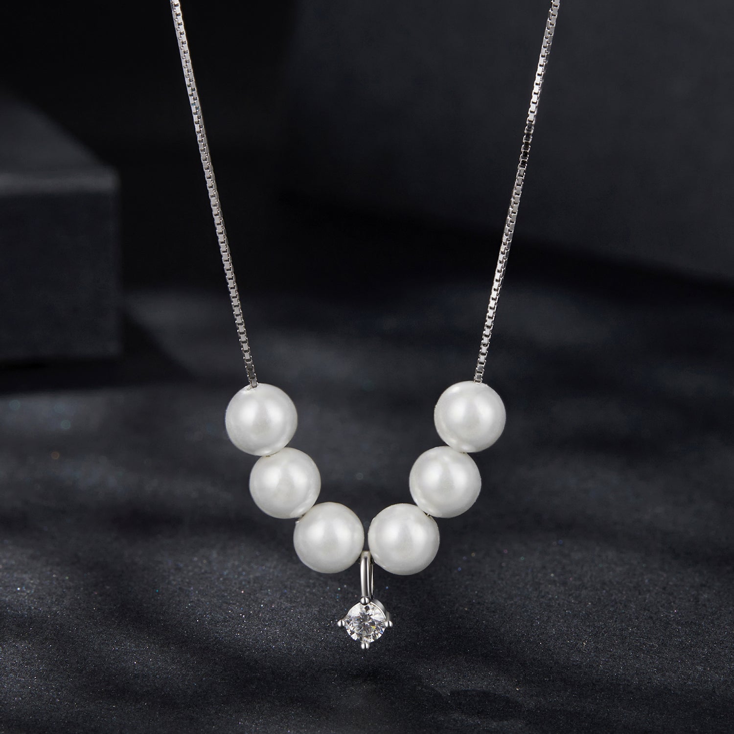 Elegant Pearl & Moissanite Drop Necklace | Sterling Silver