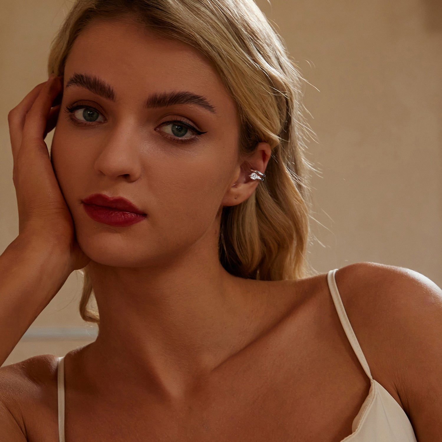 Double-Layer Moissanite Ear Cuff | No Piercing Sterling Silver