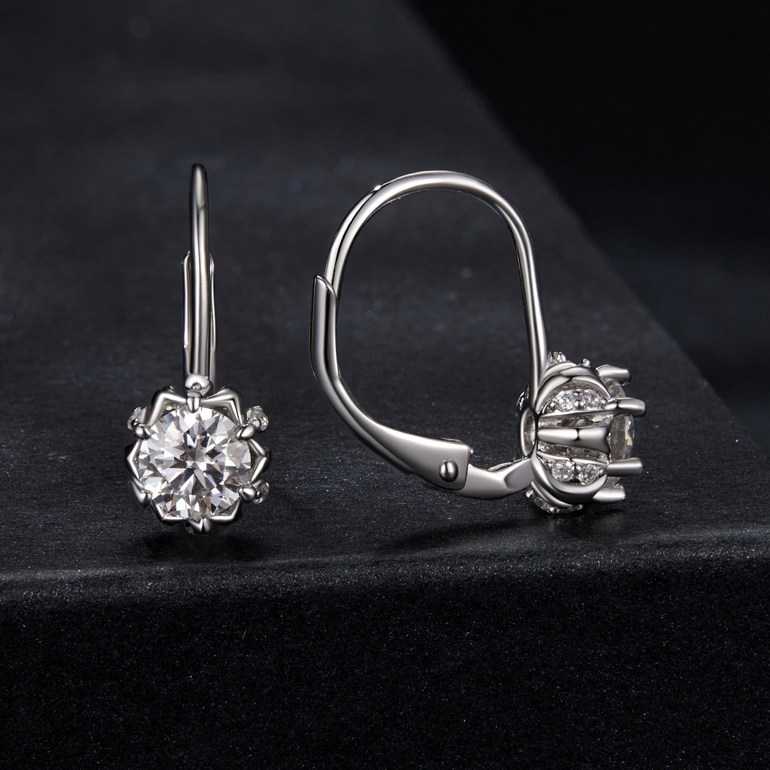 Blooming Bud Moissanite Earrings | Lever-Back in Sterling Silver