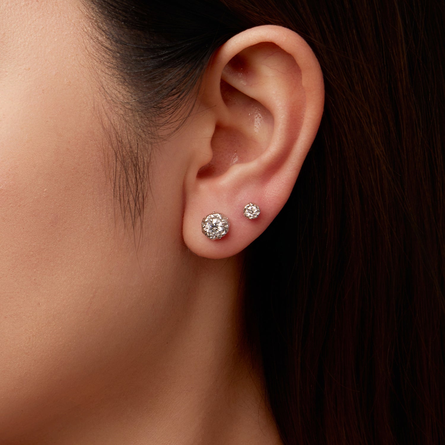 Lace Moissanite Stud Earrings | Sterling Silver