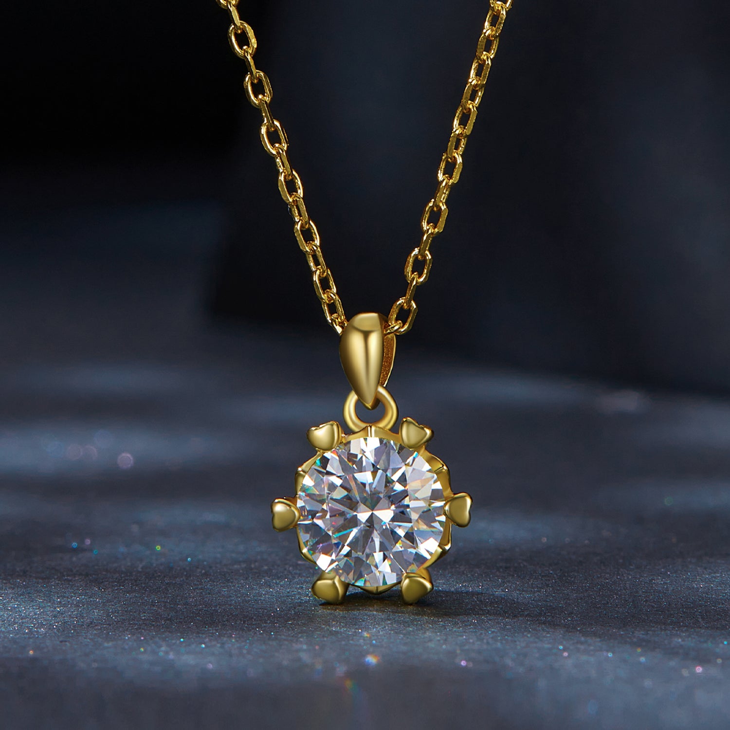 Hexagon Moissanite Pendant Necklace | 1 Carat in Sterling Silver