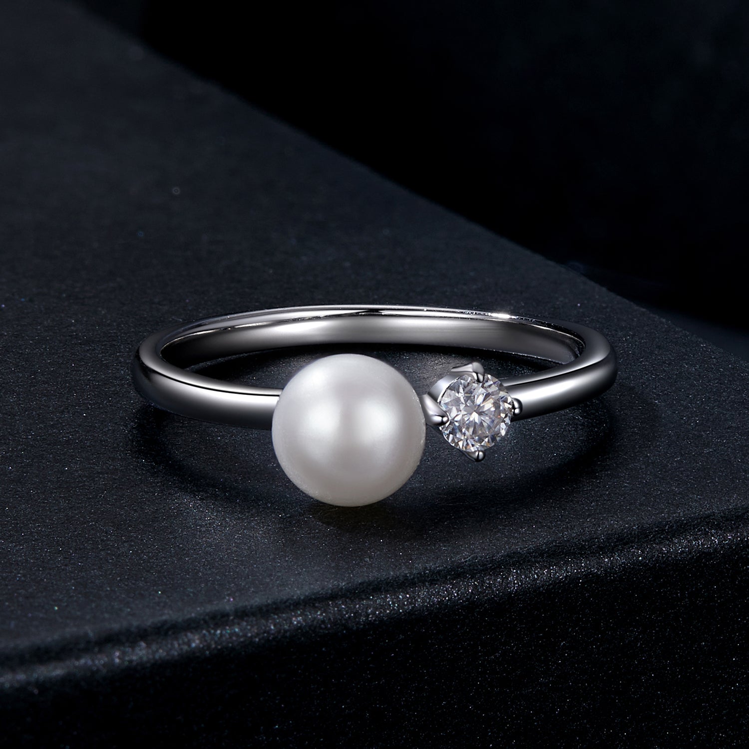 Pearl & Moissanite Ring | Sterling Silver