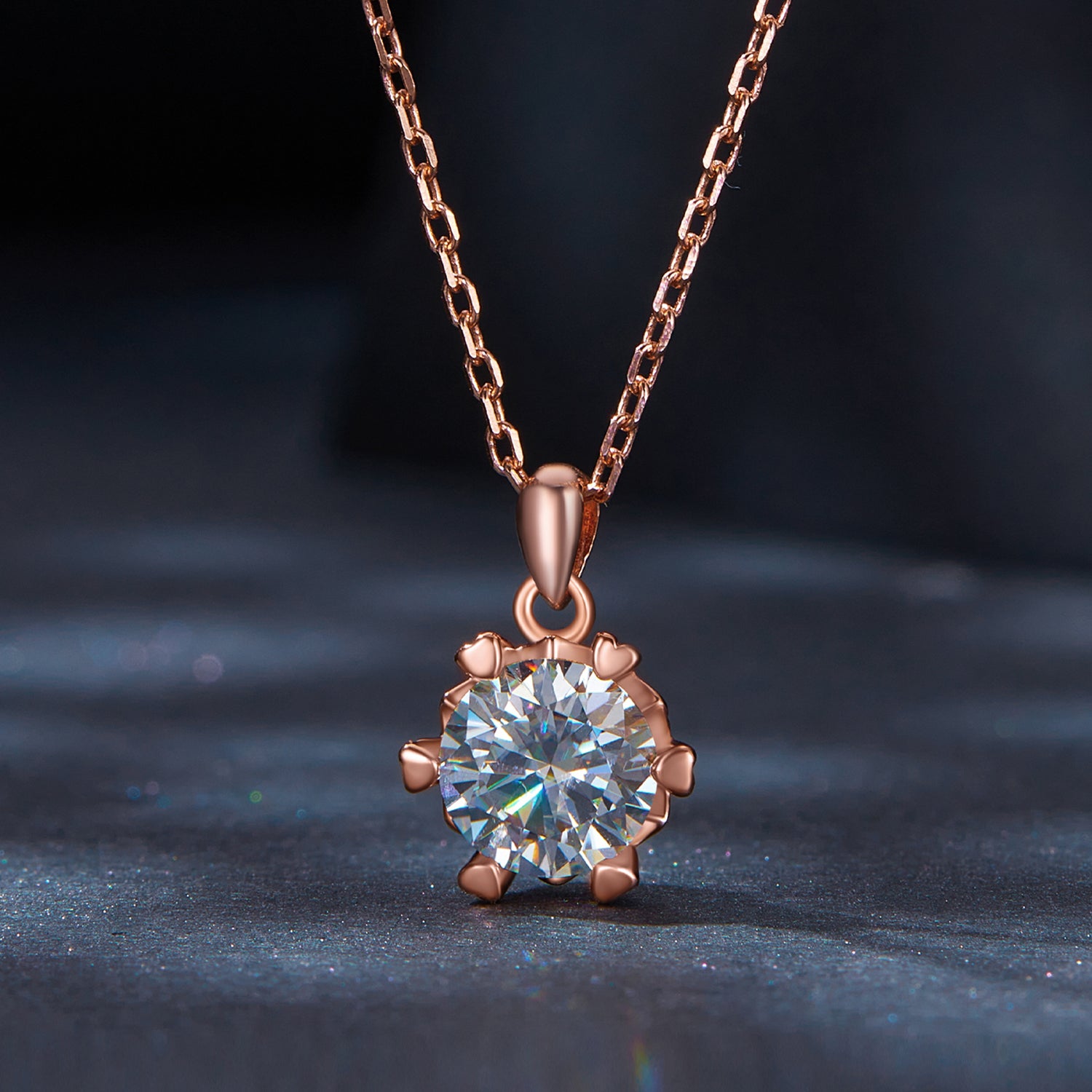 Hexagon Moissanite Pendant Necklace | 1 Carat in Sterling Silver