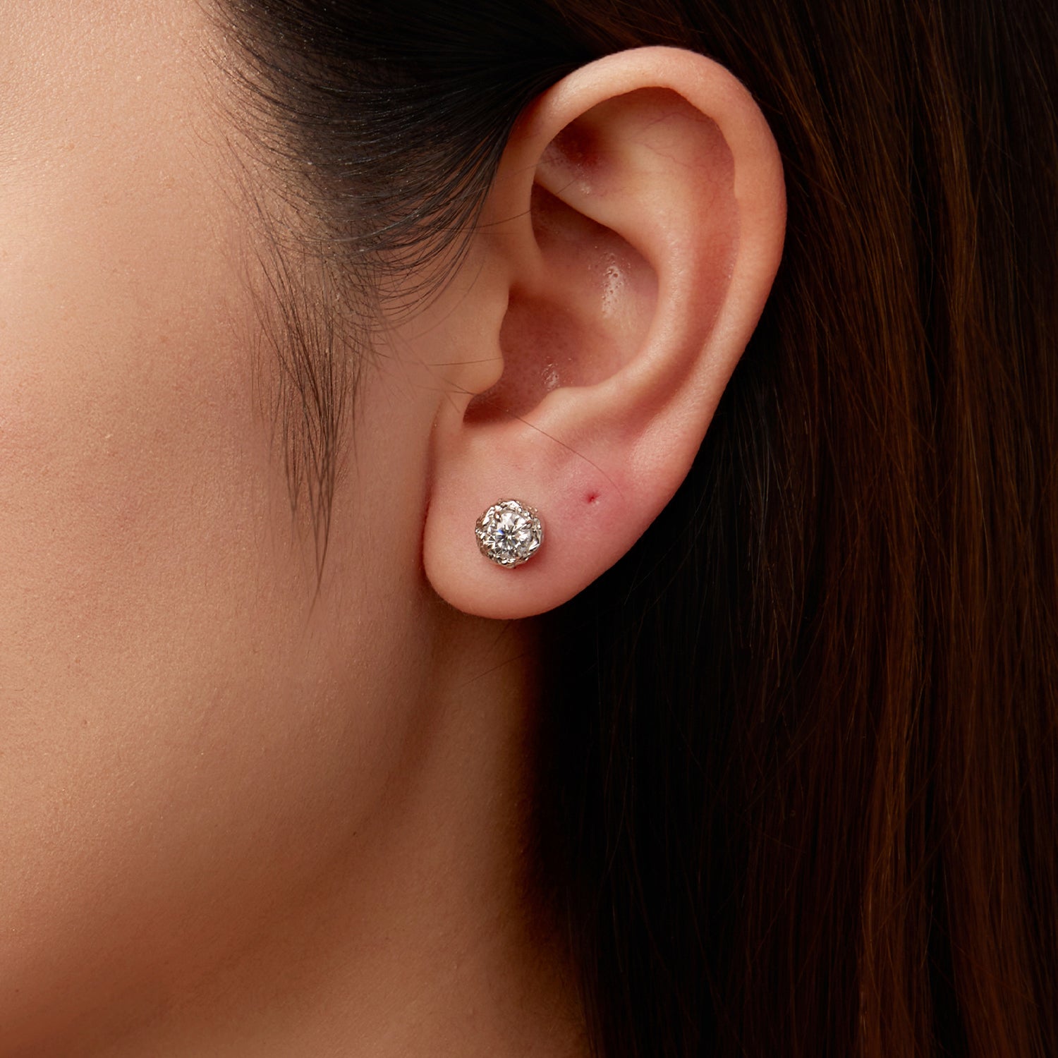 Lace Moissanite Stud Earrings | Sterling Silver