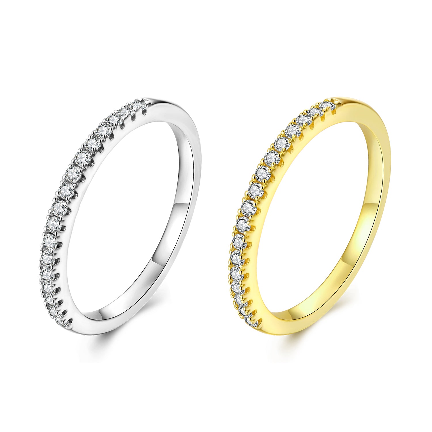 Half Eternity Pavé Moissanite Ring | Sterling Silver