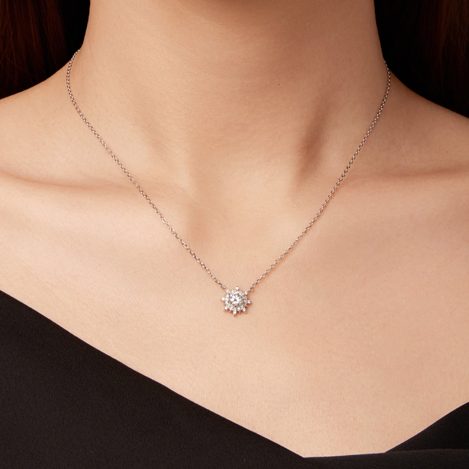 Sun Moissanite Pendant Necklace | Sterling Silver