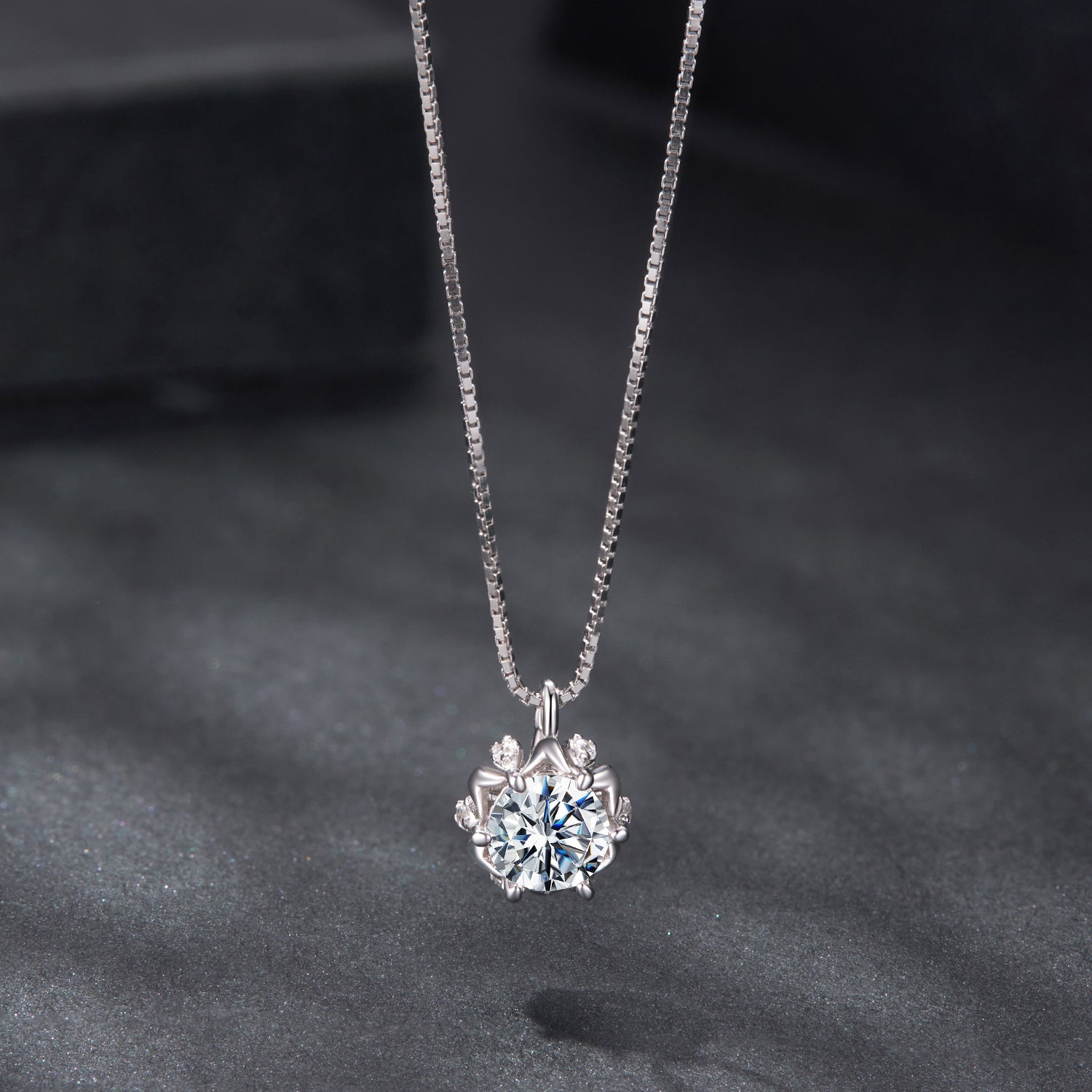 Blooming Bud Moissanite Necklace | Sterling Silver