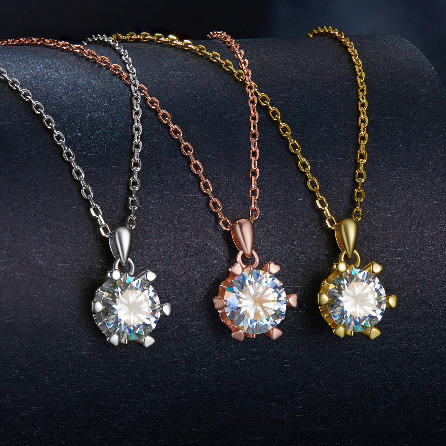 Hexagon Moissanite Pendant Necklace | 1 Carat in Sterling Silver