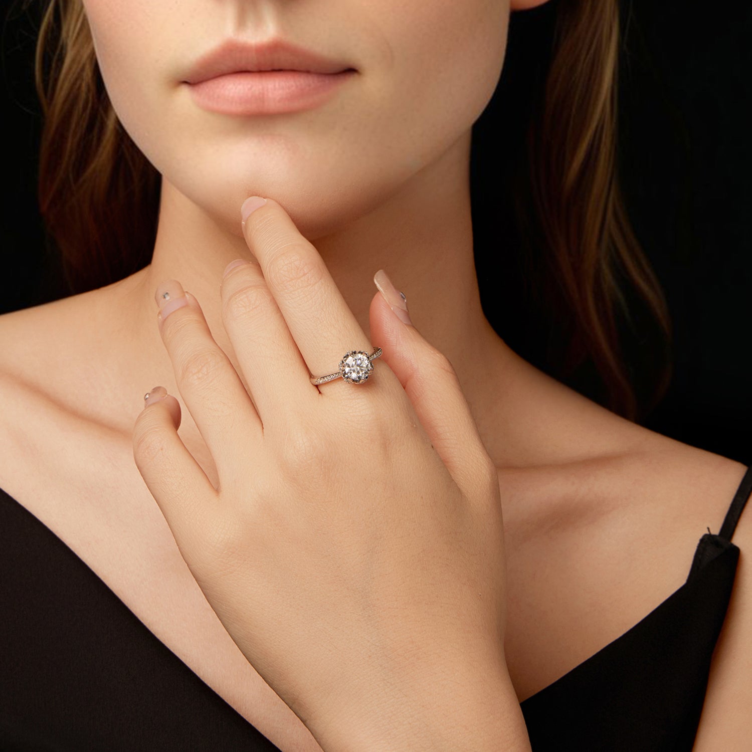 Classic Six-Prong Moissanite Engagement Ring | 1 Carat Sterling Silver