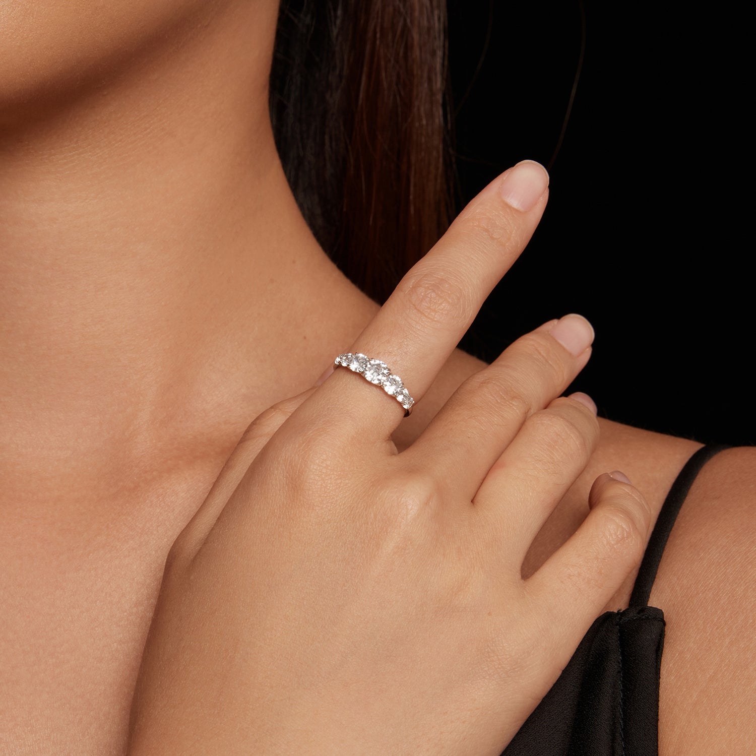 Seven-Stone Moissanite Band Ring | Sterling Silver