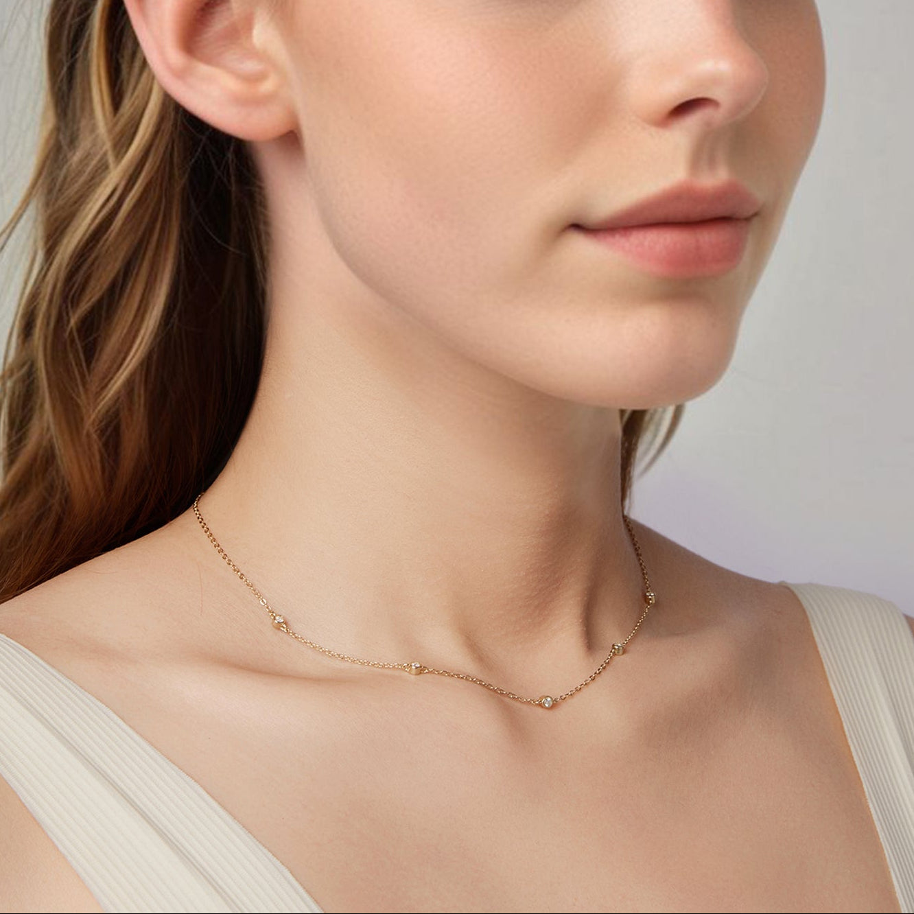 Delicate Moissanite Collarbone Necklace | Sterling Silver