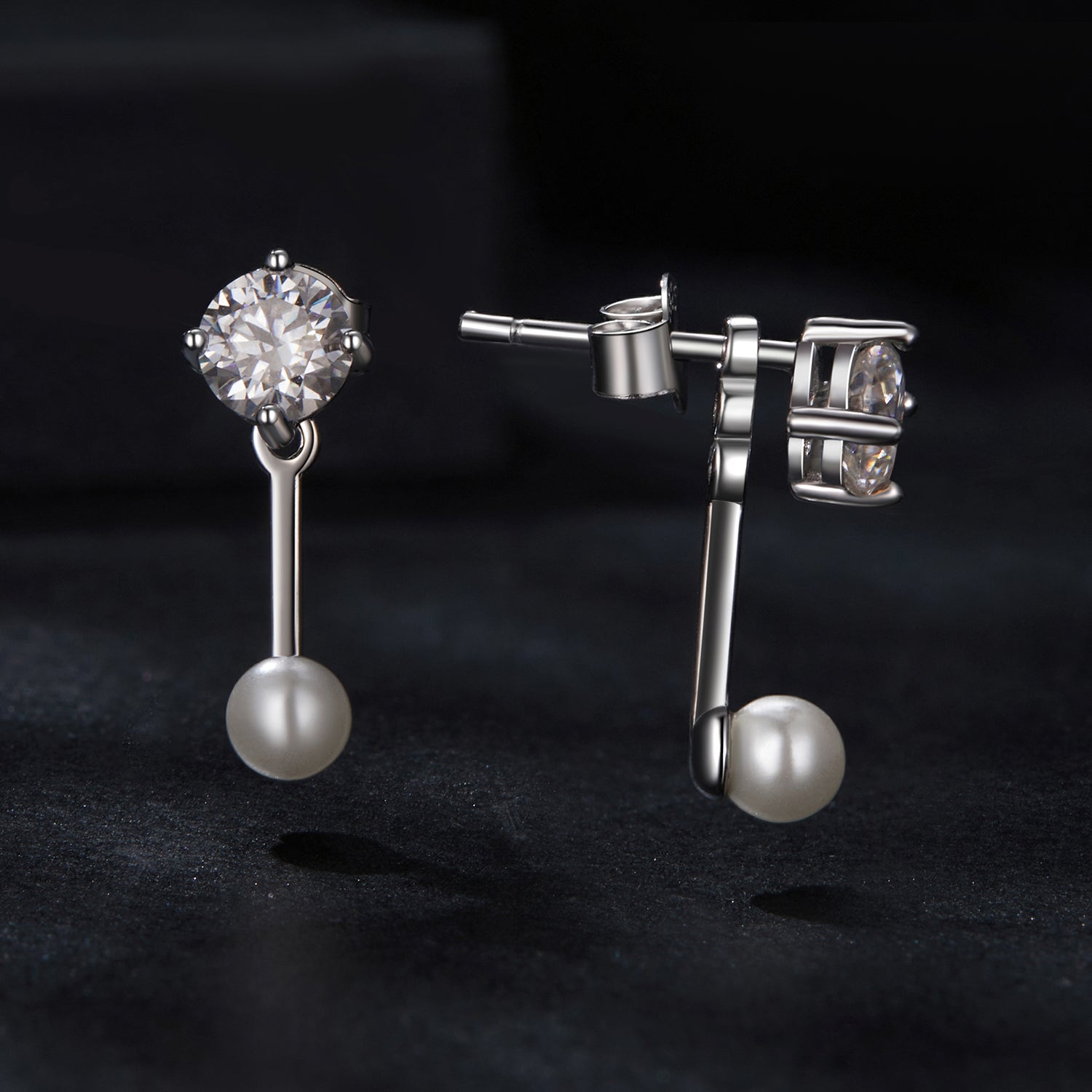 Pearl & Moissanite Drop Earrings | Sterling Silver