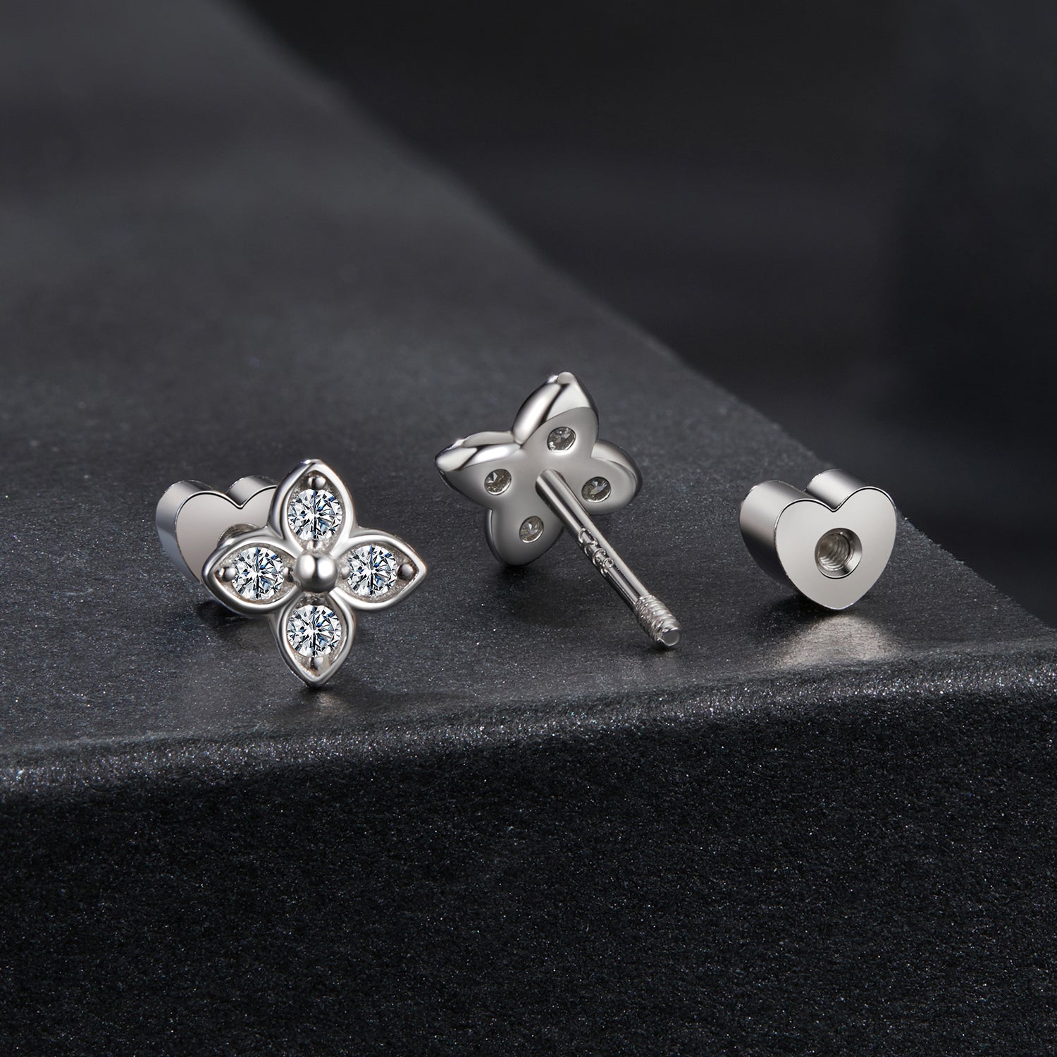 Four Leaf Clover Moissanite Earrings | Sterling Silver