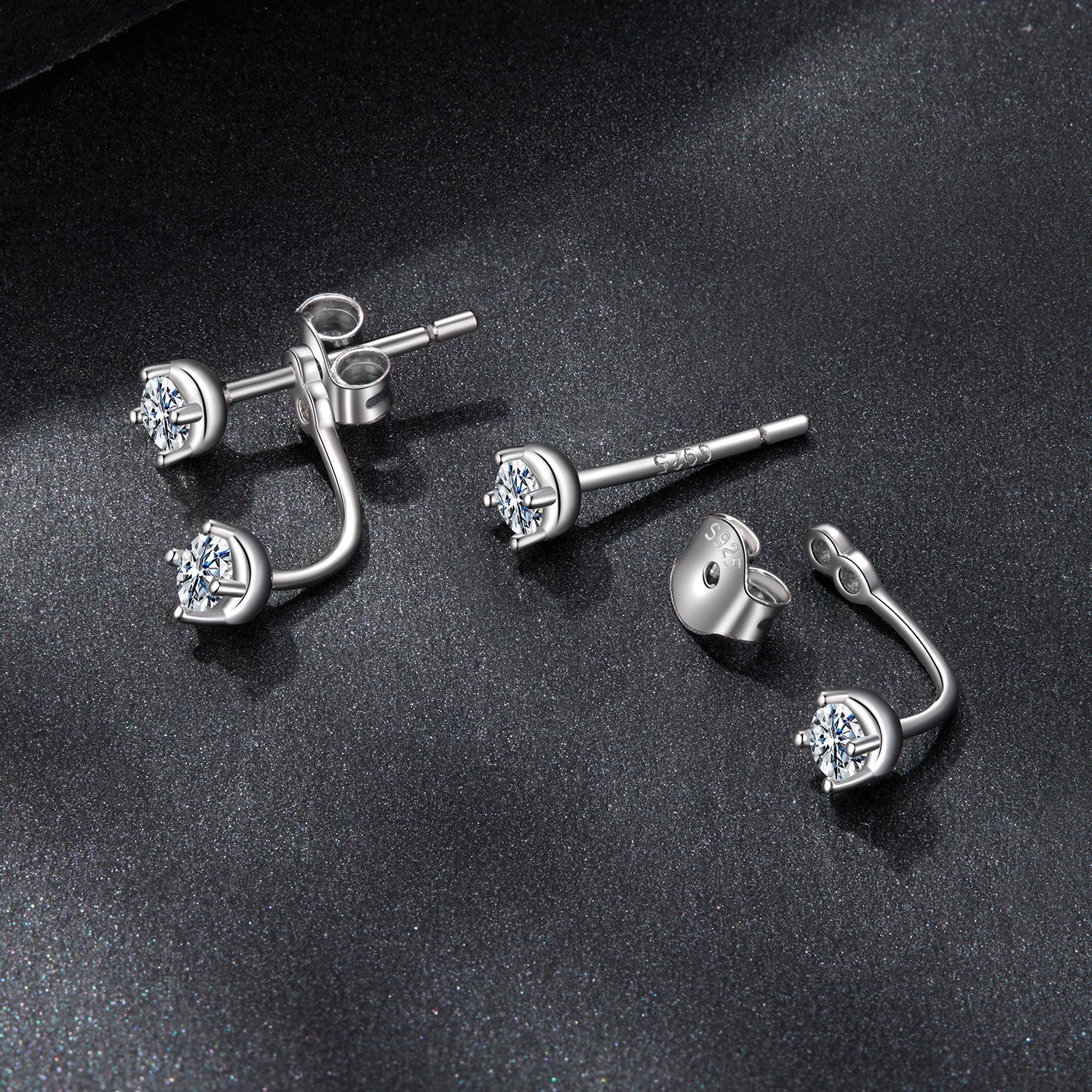 Front-Back Moissanite Stud Earrings | Sterling Silver