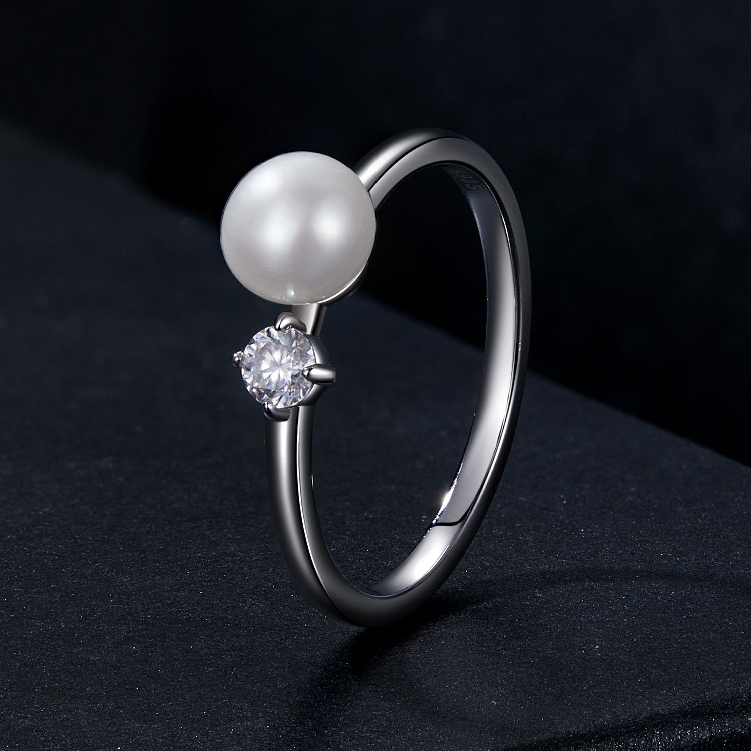 Pearl & Moissanite Ring | Sterling Silver