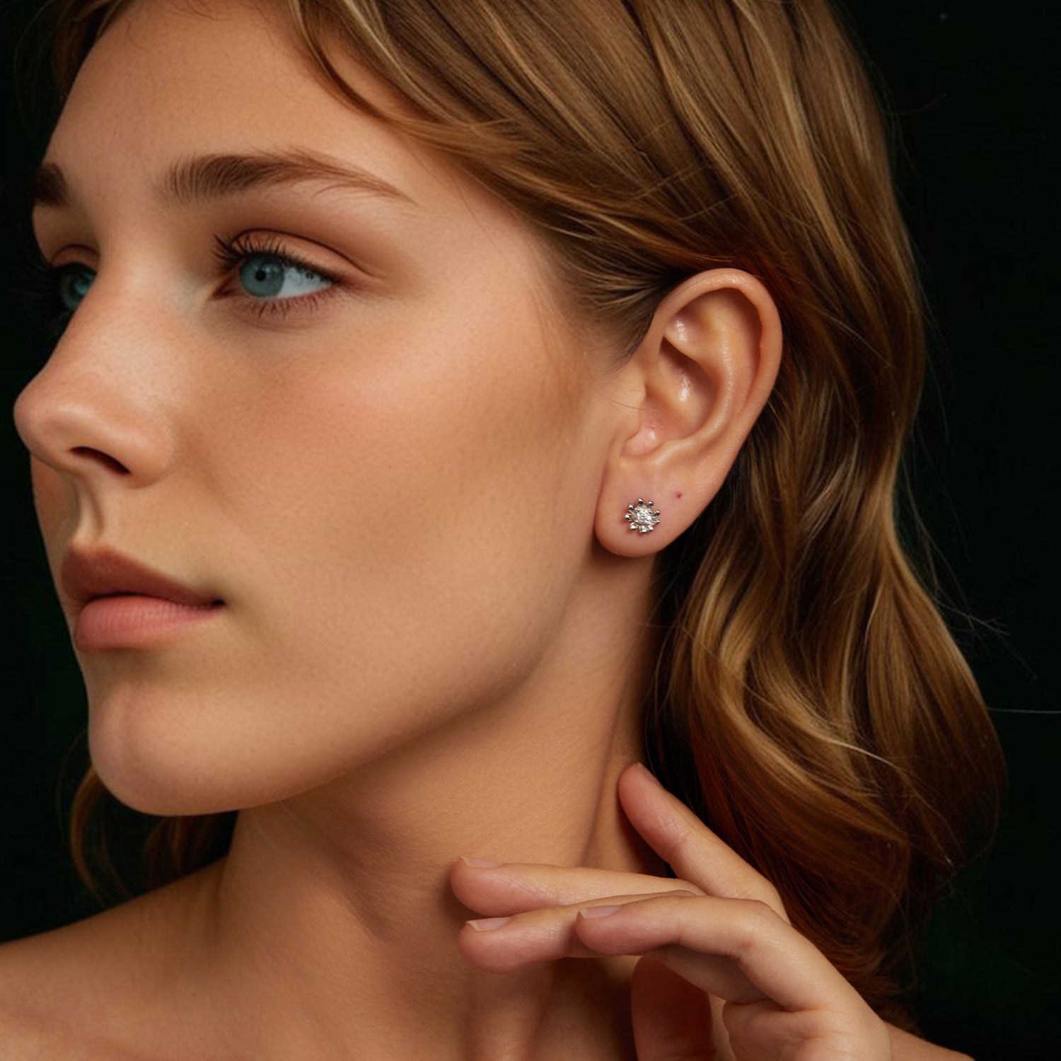 Daisy Flower Moissanite Stud Earrings | Sterling Silver