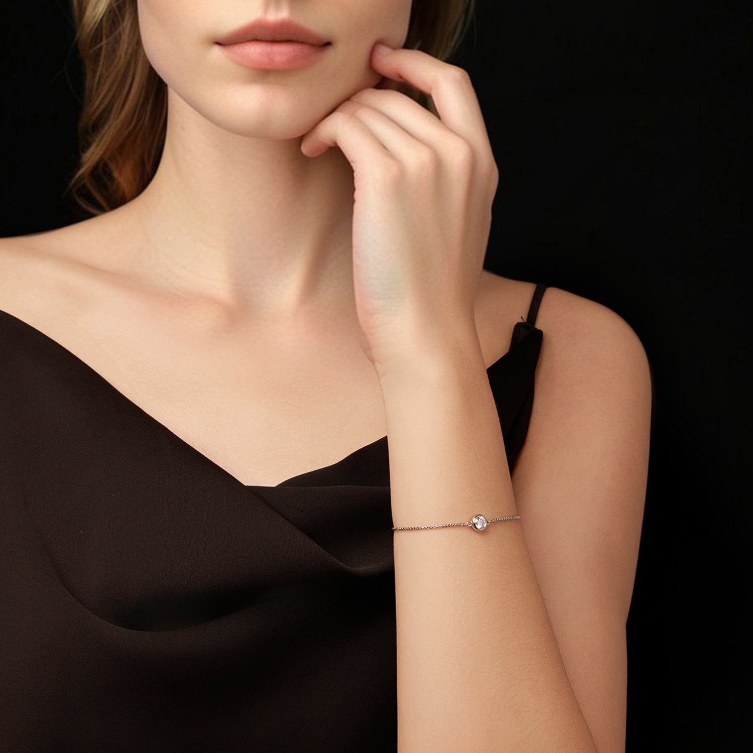 Solitaire Moissanite Bezel Bracelet | Sterling Silver