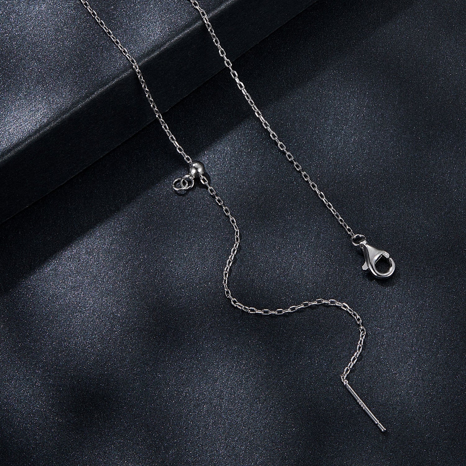 Teardrop Bezel-Set Moissanite Asymmetric Necklace | Sterling Silver