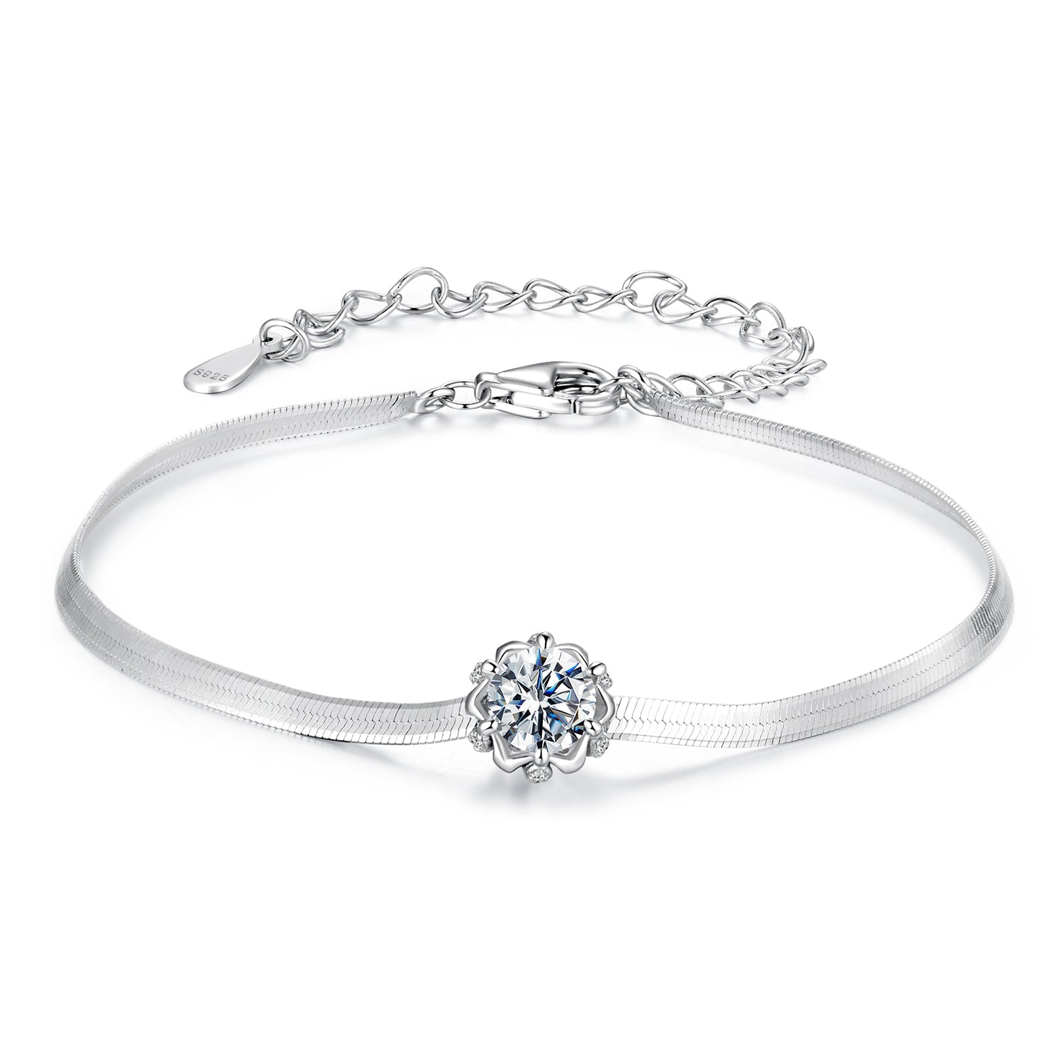 Romantic Flower Moissanite Bracelet | Sterling Silver