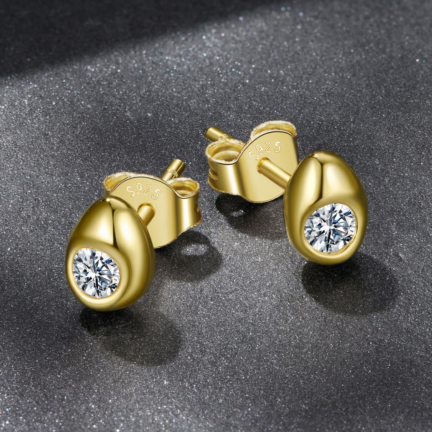 Teardrop Moissanite Stud Earrings | Sterling Silver