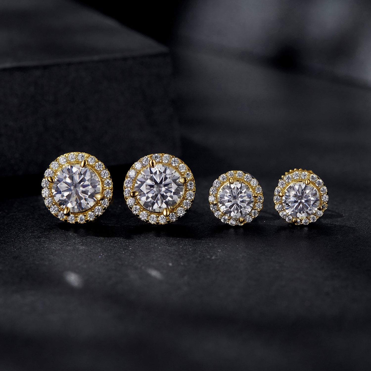 Halo Moissanite Stud Earrings | Sterling Silver