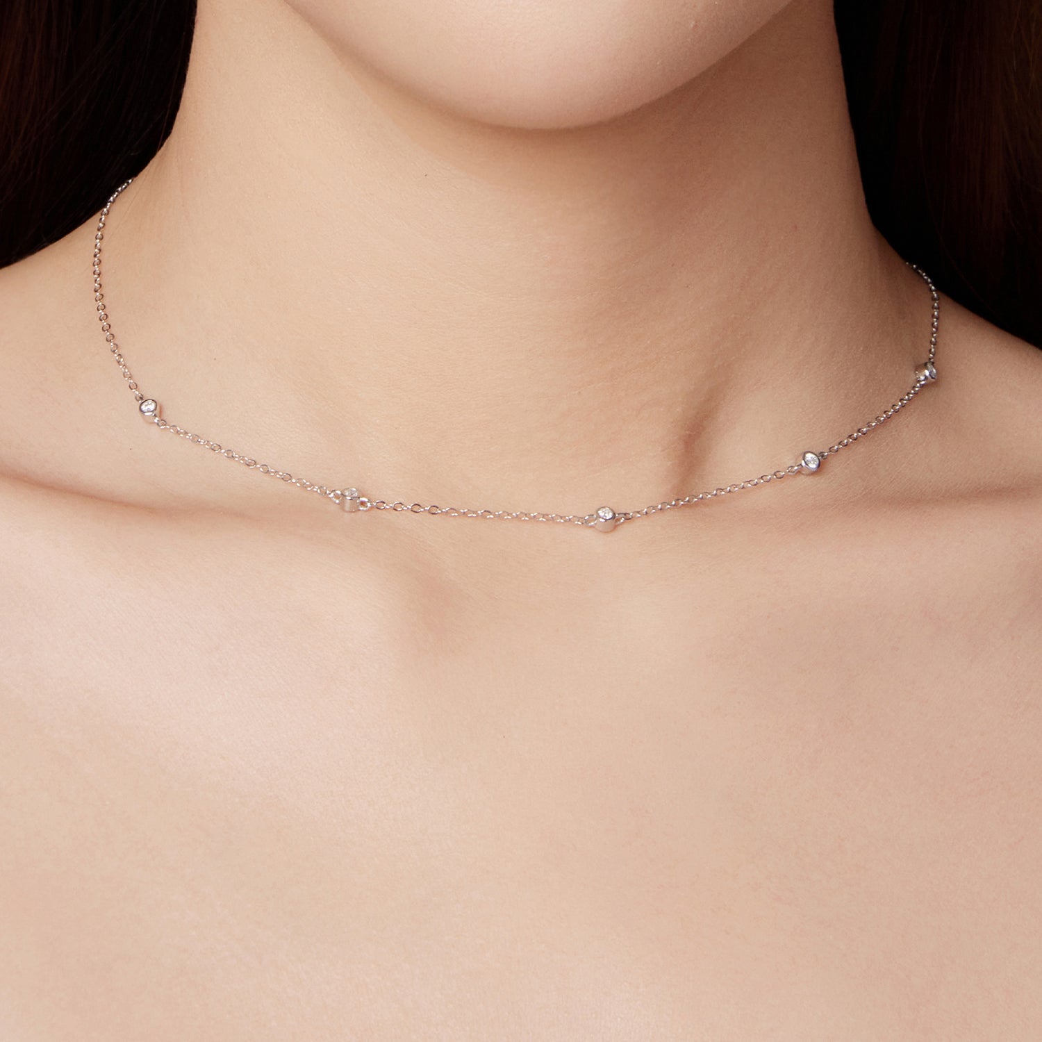 Delicate Moissanite Collarbone Necklace | Sterling Silver