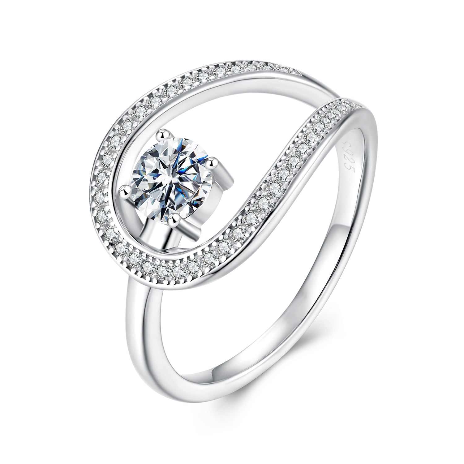 Swirl Pavé Moissanite Ring | Sterling Silver