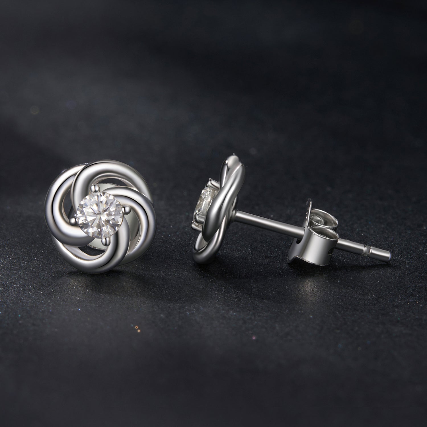 Four Leaf Clover Moissanite Stud Earrings | Sterling Silver