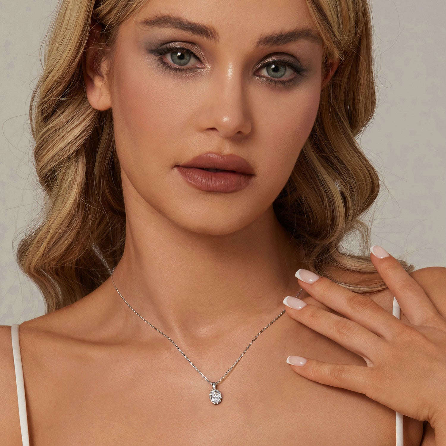 Vintage Crown Oval Moissanite Pendant Necklace | Sterling Silver