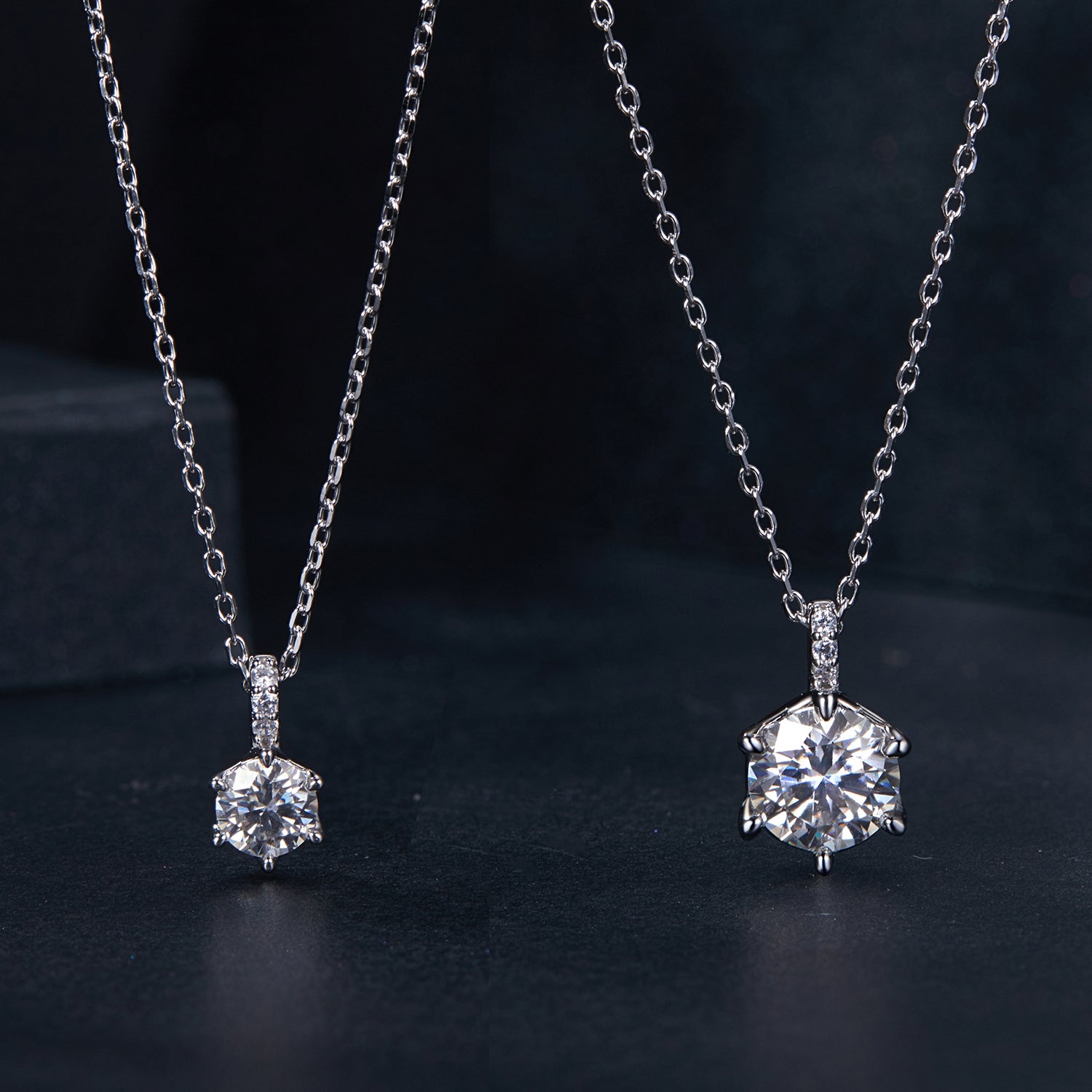 Classic Six-Prong Solitaire Moissanite Pendant Necklace | Sterling Silver