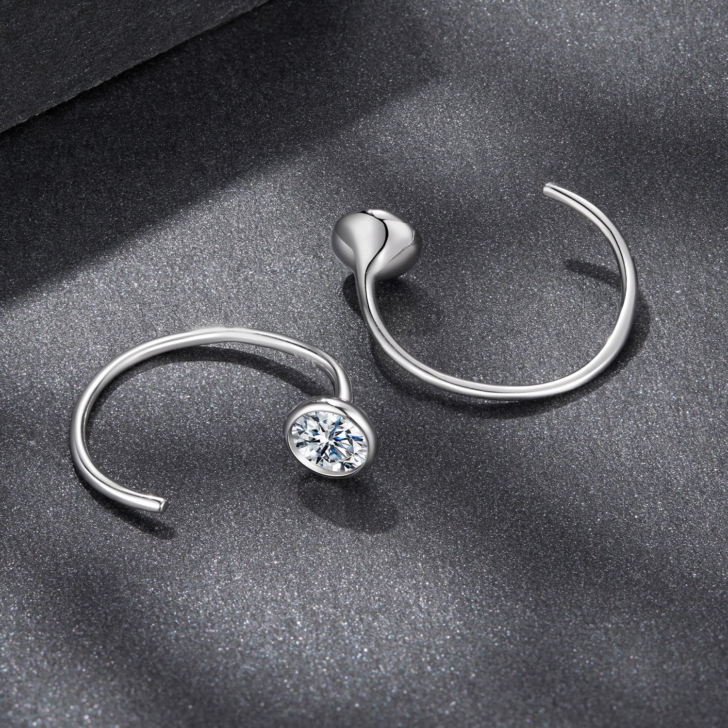 Minimalist Sparkling Moissanite Hoop Earrings | S925 Sterling Silver Modern C-Hoop Earrings