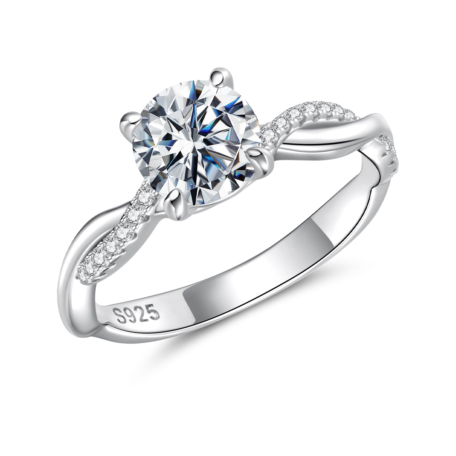 Twisted Pavé Moissanite Engagement Ring | Sterling Silver