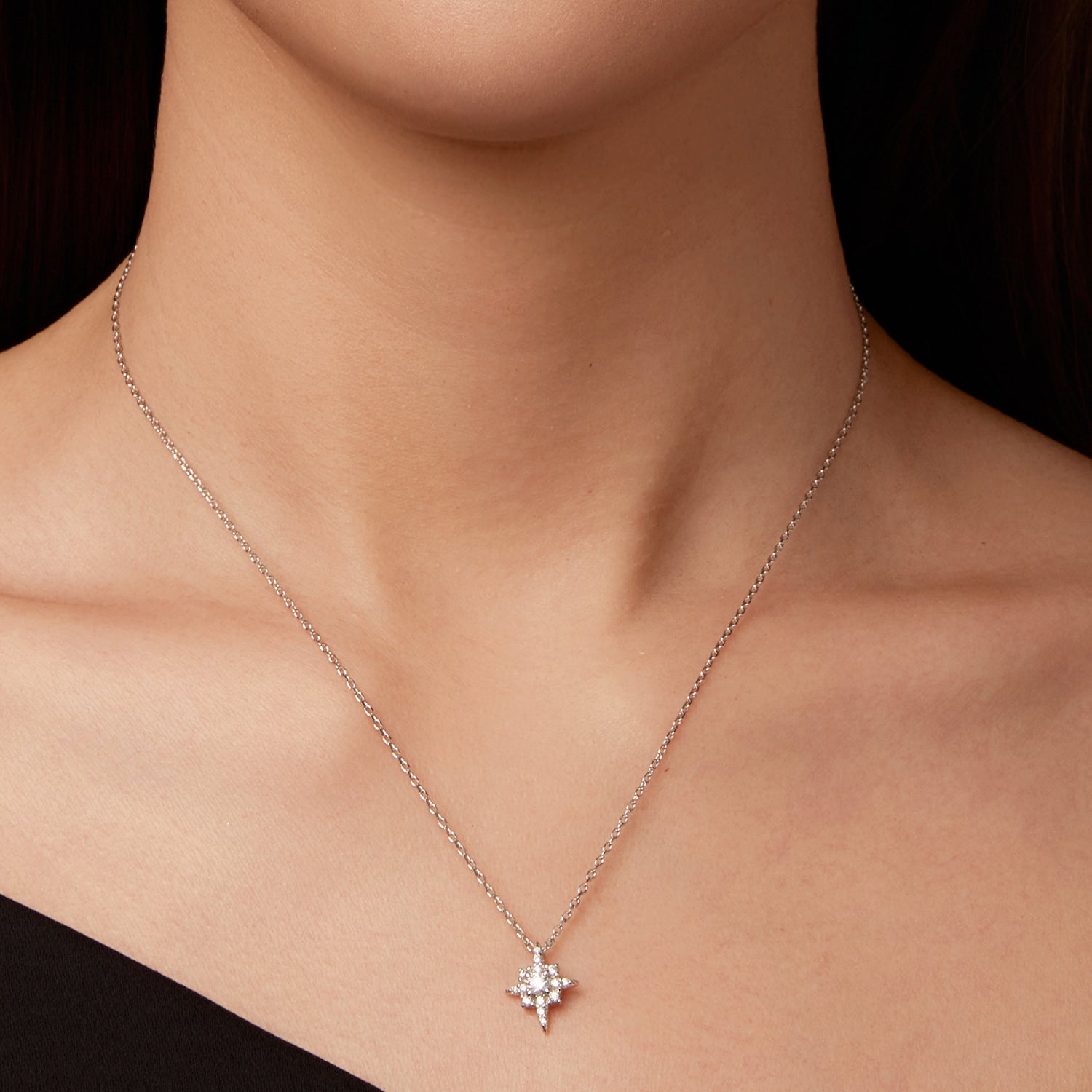 Starburst Moissanite Pendant Necklace | Sterling Silver