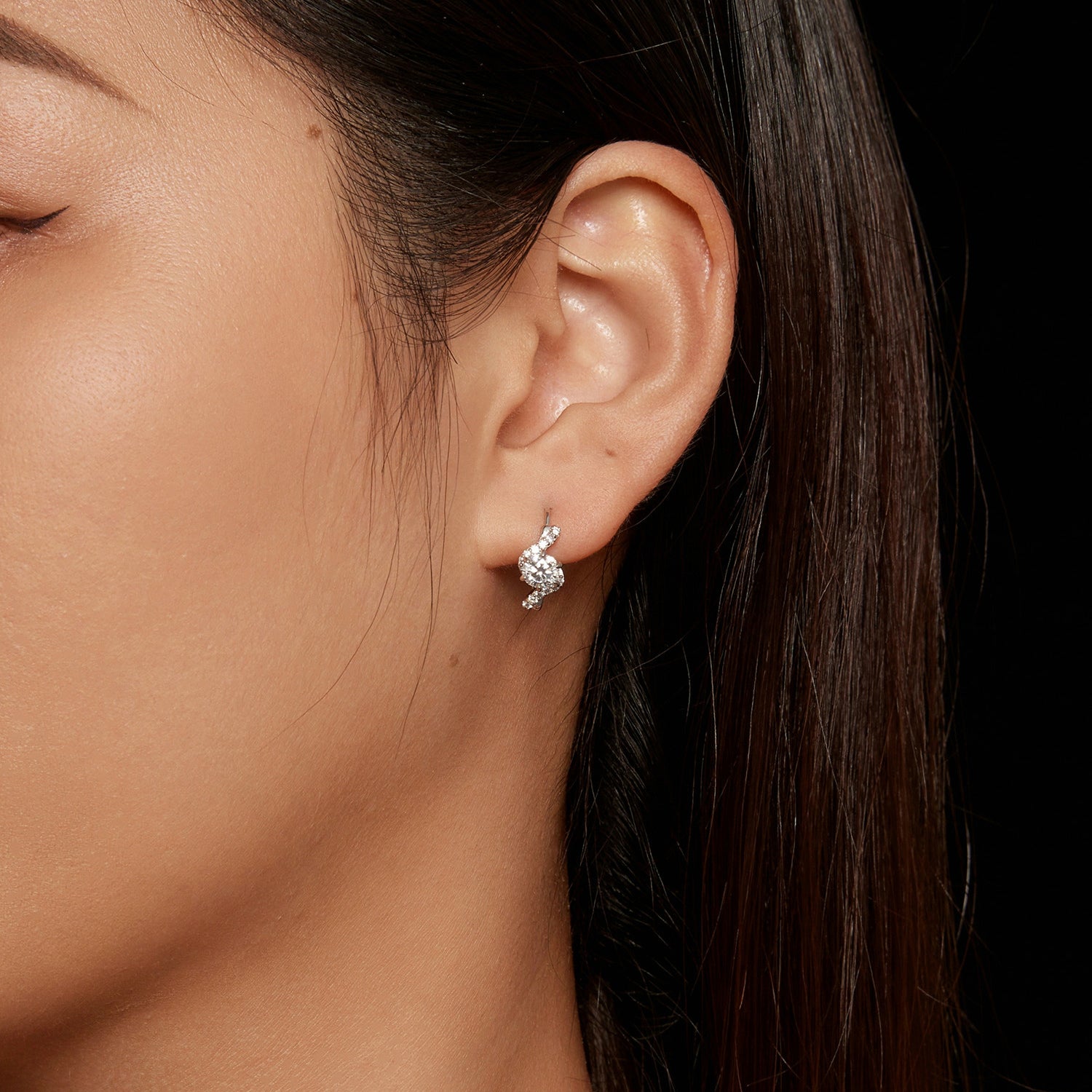 Elegant Twist Moissanite Hoop Earrings | Leverback in Sterling Silver